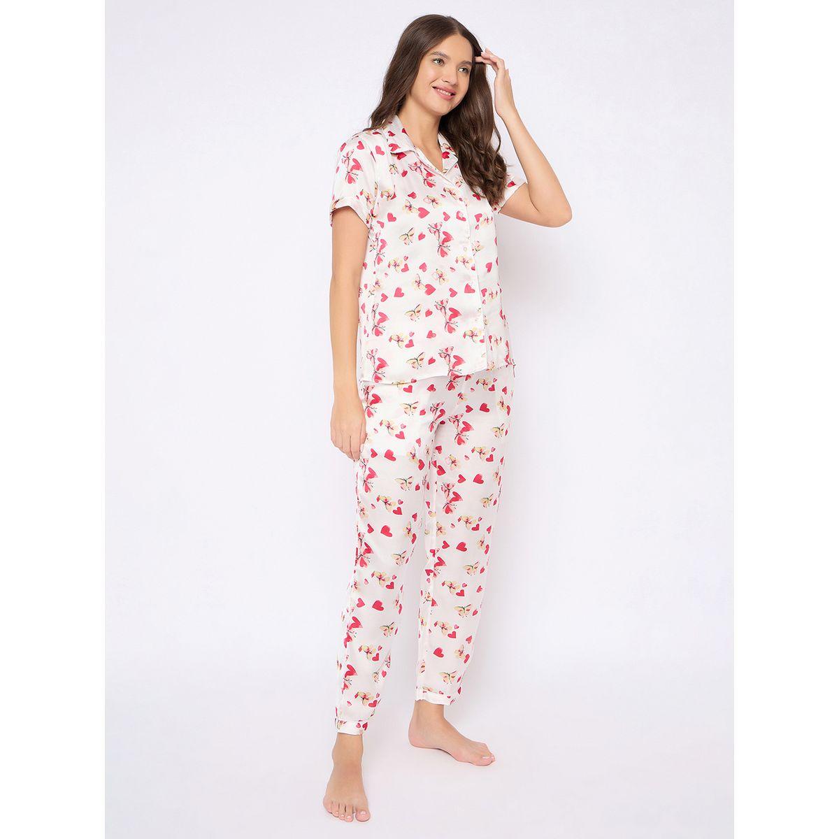 طقم من بنطال بيجاما مع بلوزة ساتان بأزرار غلق-women-clothing-nightwear-pyjamas-longsets-image-4