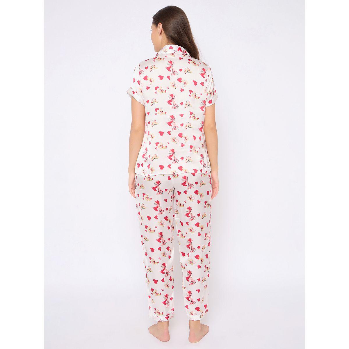 طقم من بنطال بيجاما مع بلوزة ساتان بأزرار غلق-women-clothing-nightwear-pyjamas-longsets-image-5
