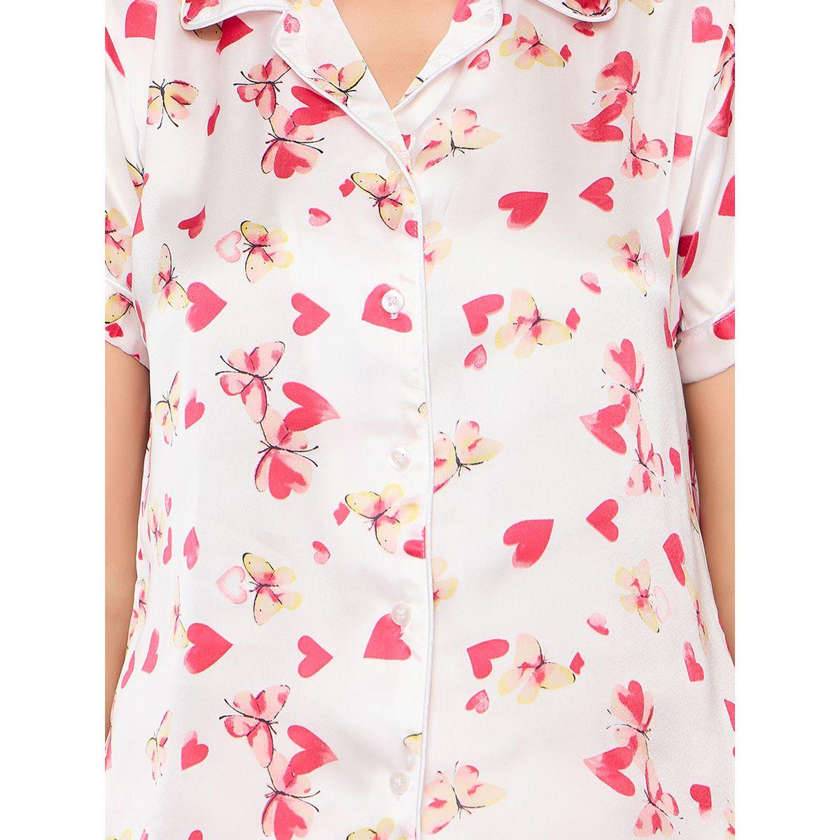 Clovia Heart & Floral Print Button Down Satin Shirt & Pyjama Set-women-clothing-nightwear-pyjamas-longsets-image-6