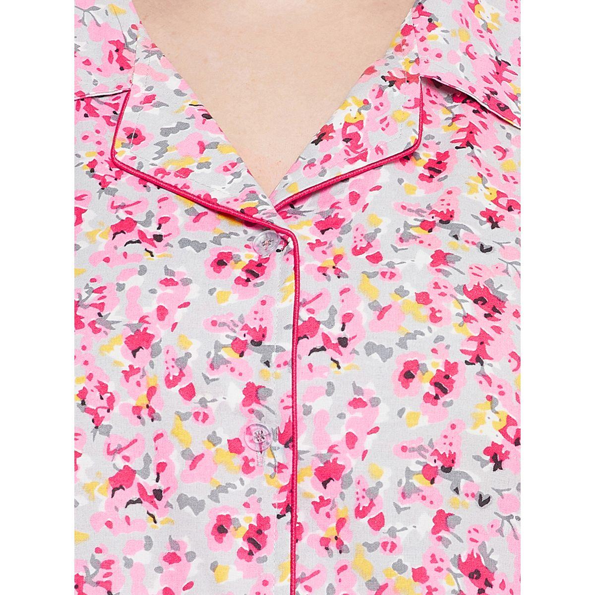Clovia Cotton Floral Print Button Down Shirt & Pyjama Set-women-clothing-nightwear-pyjamas-longsets-image-6