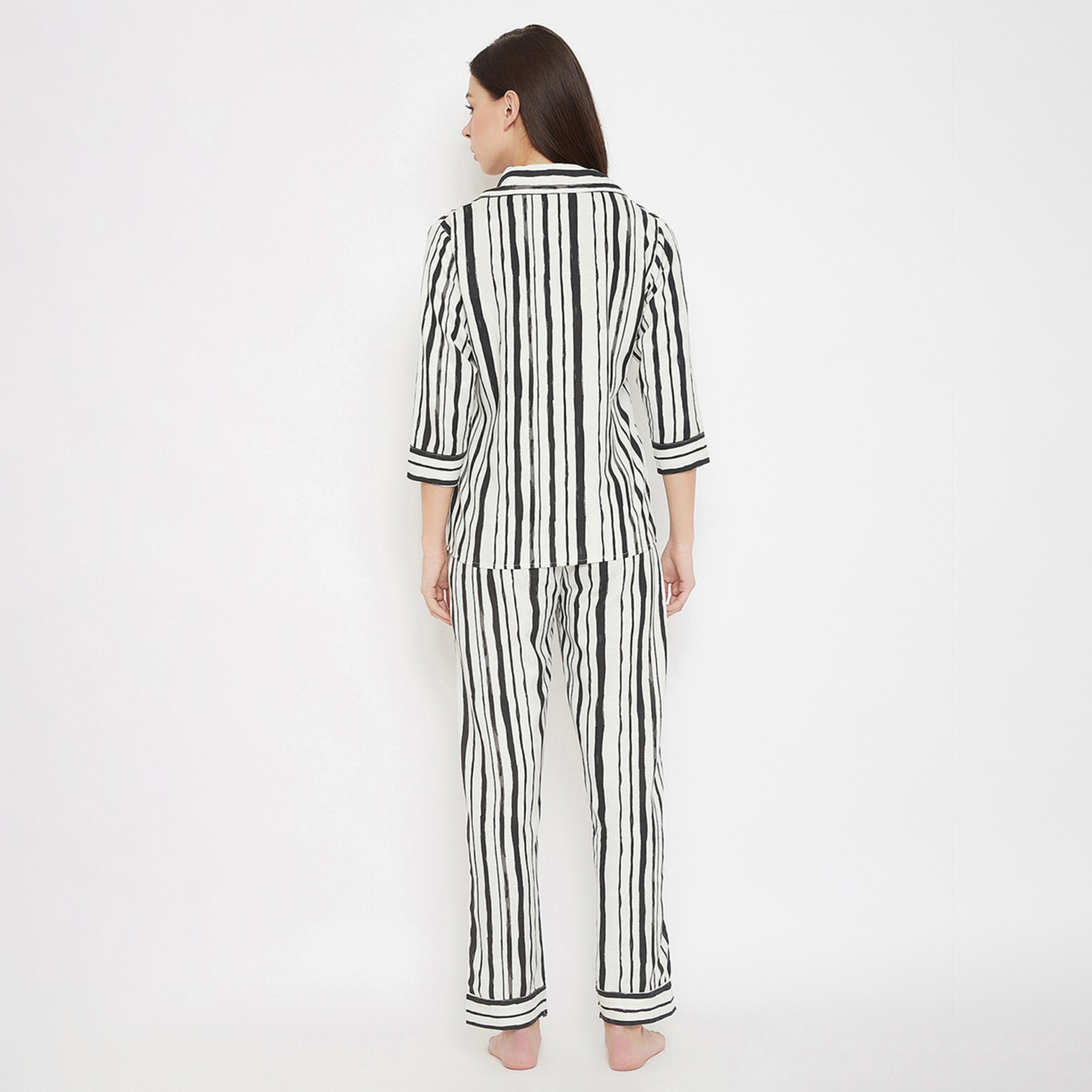 Clovia X Styli Striped Button Down Shirt And Pyjama Set-women-clothing-nightwear-pyjamas-longsets-image-5
