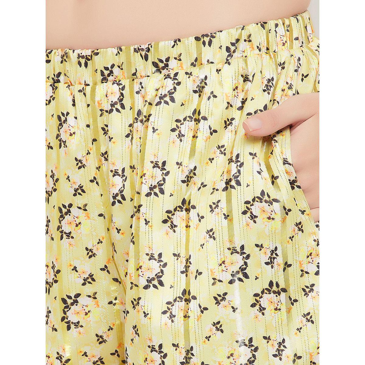 Clovia Floral Print Button Down Satin Shirt & Pyjama Set-women-clothing-nightwear-pyjamas-longsets-image-6