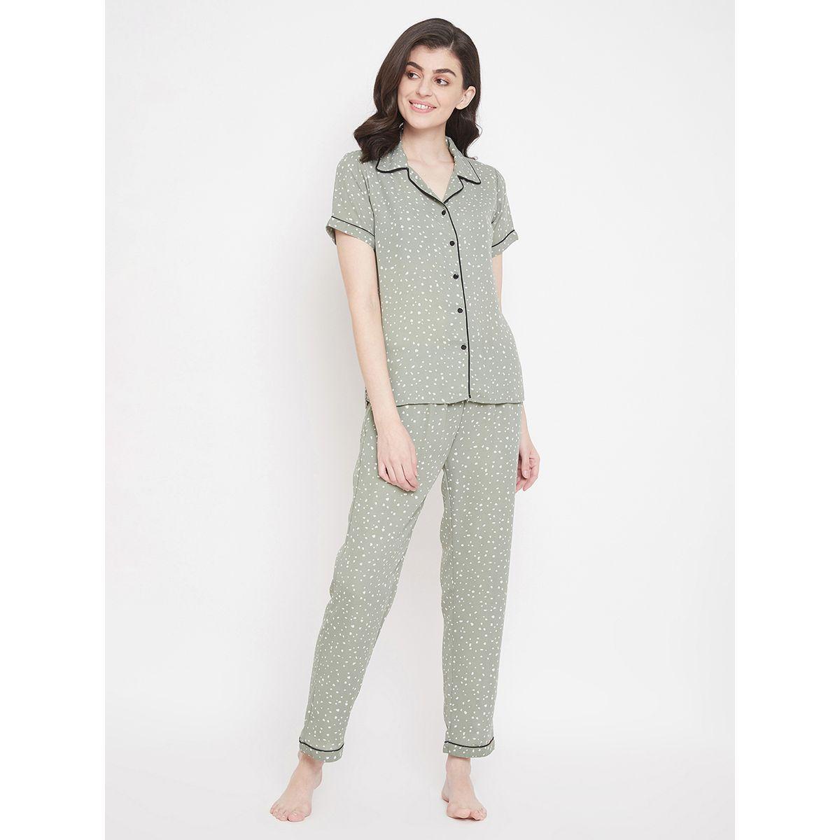 طقم من بنطال بيجاما مع بلوزة بأزرار غلق-women-clothing-nightwear-pyjamas-longsets-image-2