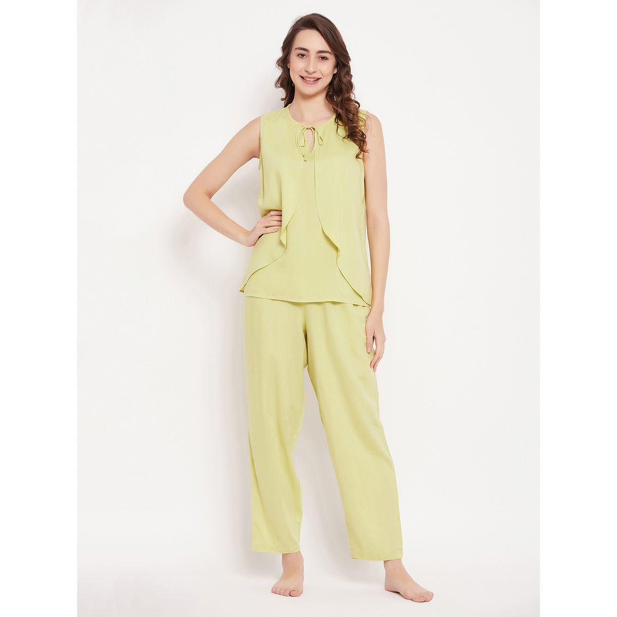 طقم من بنطال بيجاما مع بلوزة بلا أكمام-women-clothing-nightwear-pyjamas-longsets-image-1