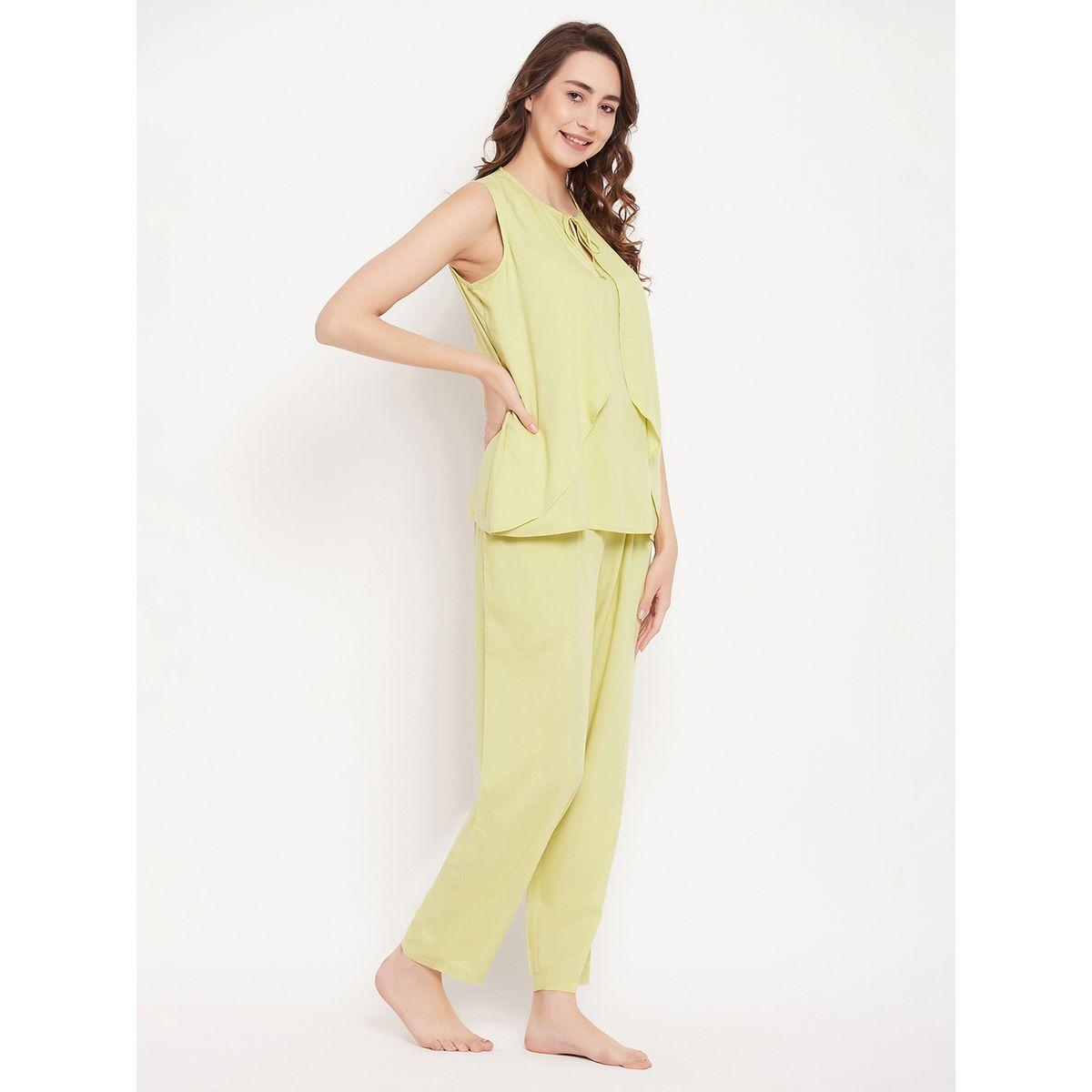 Clovia Frill Overlay Sleeveless Top & Pyjama Set-women-clothing-nightwear-pyjamas-longsets-image-3