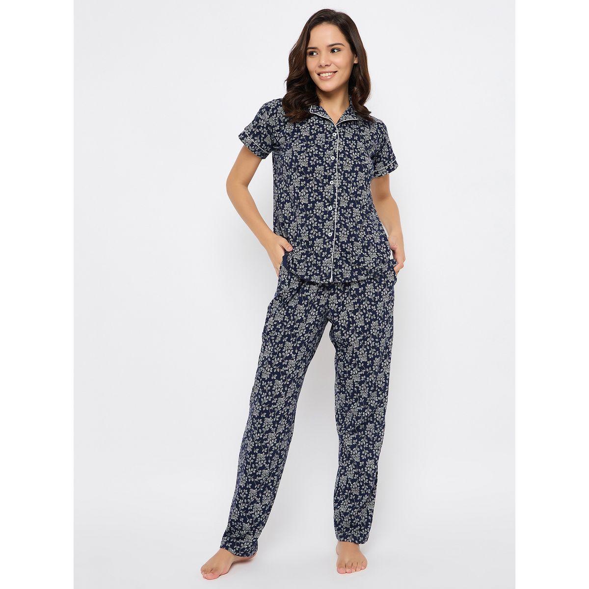 Clovia Floral Print Button Down Shirt & Pyjama Set-women-clothing-nightwear-pyjamas-longsets-image-3