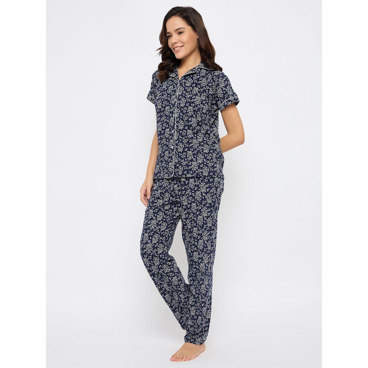 Clovia Floral Print Button Down Shirt & Pyjama Set-women-clothing-nightwear-pyjamas-longsets-image-4