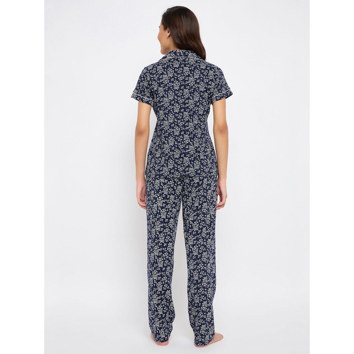 Clovia Floral Print Button Down Shirt & Pyjama Set-women-clothing-nightwear-pyjamas-longsets-image-6
