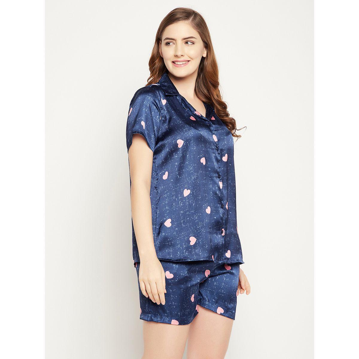 مجموعة من شورت وبلوزة بطبعة قلب-women-clothing-nightwear-pyjamas-shortsets-image-4