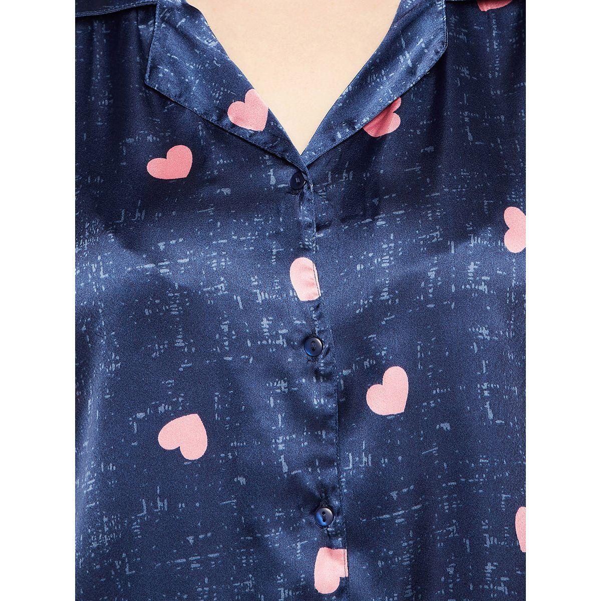 Clovia Heart Print Button Down Shirt & Shorts Set-women-clothing-nightwear-pyjamas-shortsets-image-6