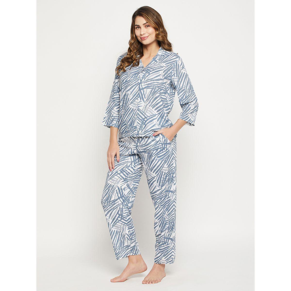 طقم من بنطال بيجاما مع بلوزة مطبعة بالكامل-women-clothing-nightwear-pyjamas-longsets-image-4