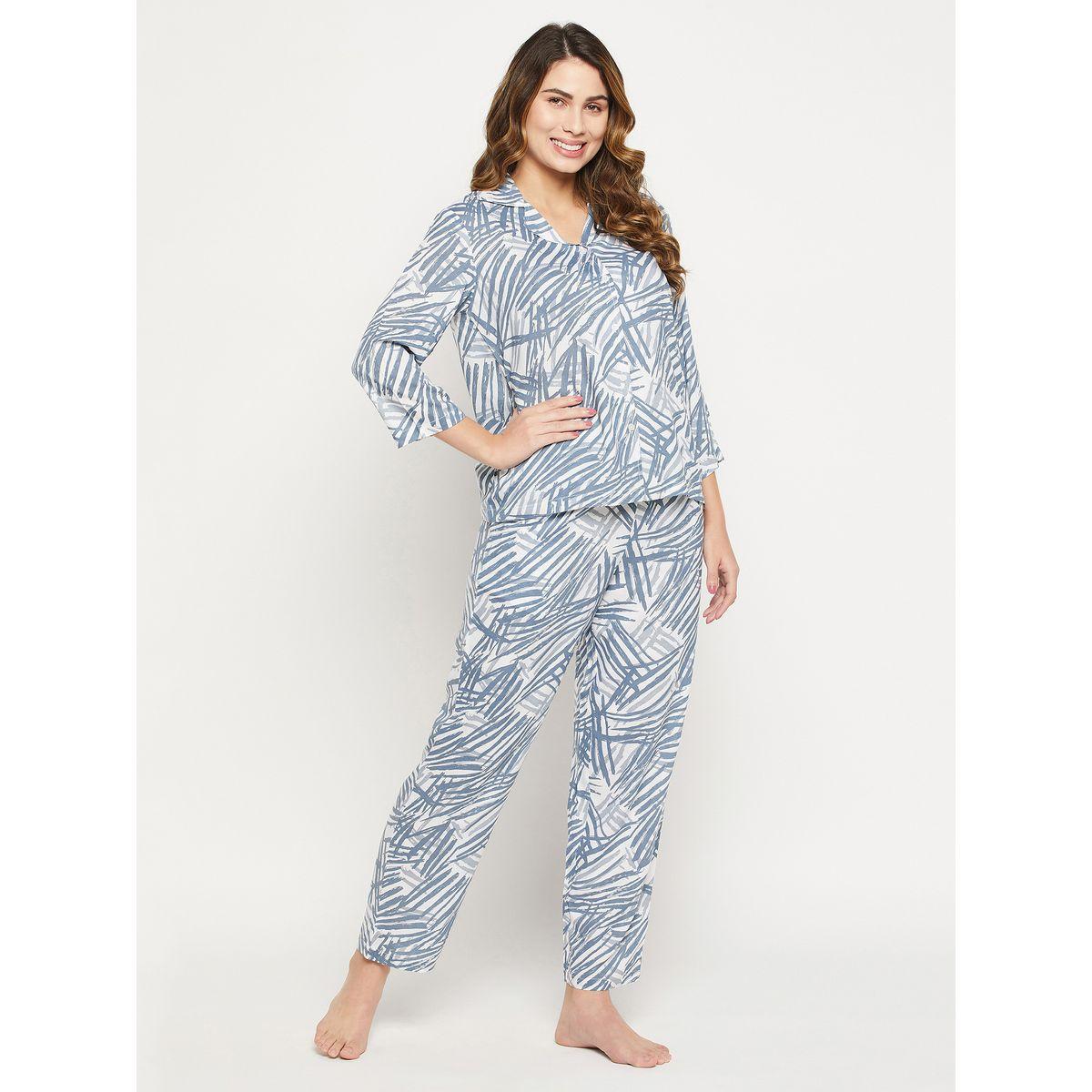 Clovia All Over Print Button Down Shirt & Pyjama Set-women-clothing-nightwear-pyjamas-longsets-image-5