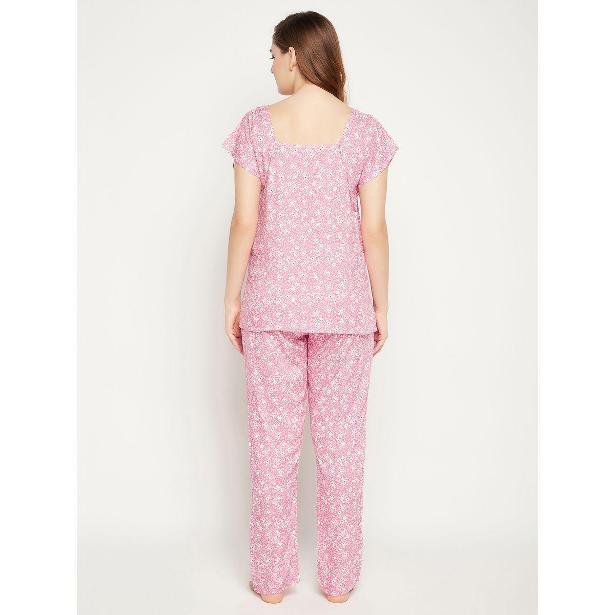 Clovia Cotton Floral Print Square Neck Top & Pyjama Set-women-clothing-nightwear-pyjamas-longsets-image-6