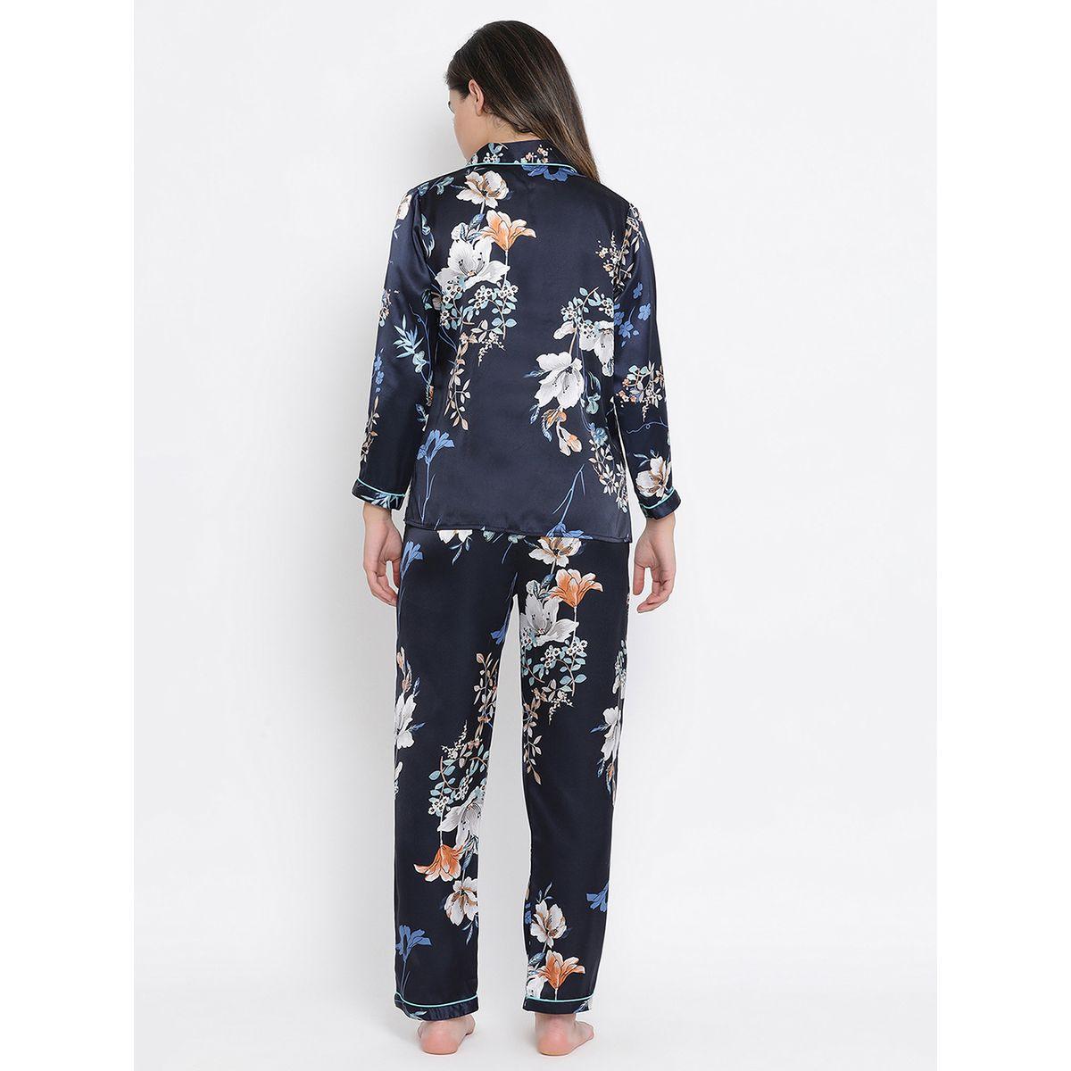 Clovia Floral Print Button Down Shirt & Pyjama Set-women-clothing-nightwear-pyjamas-longsets-image-4