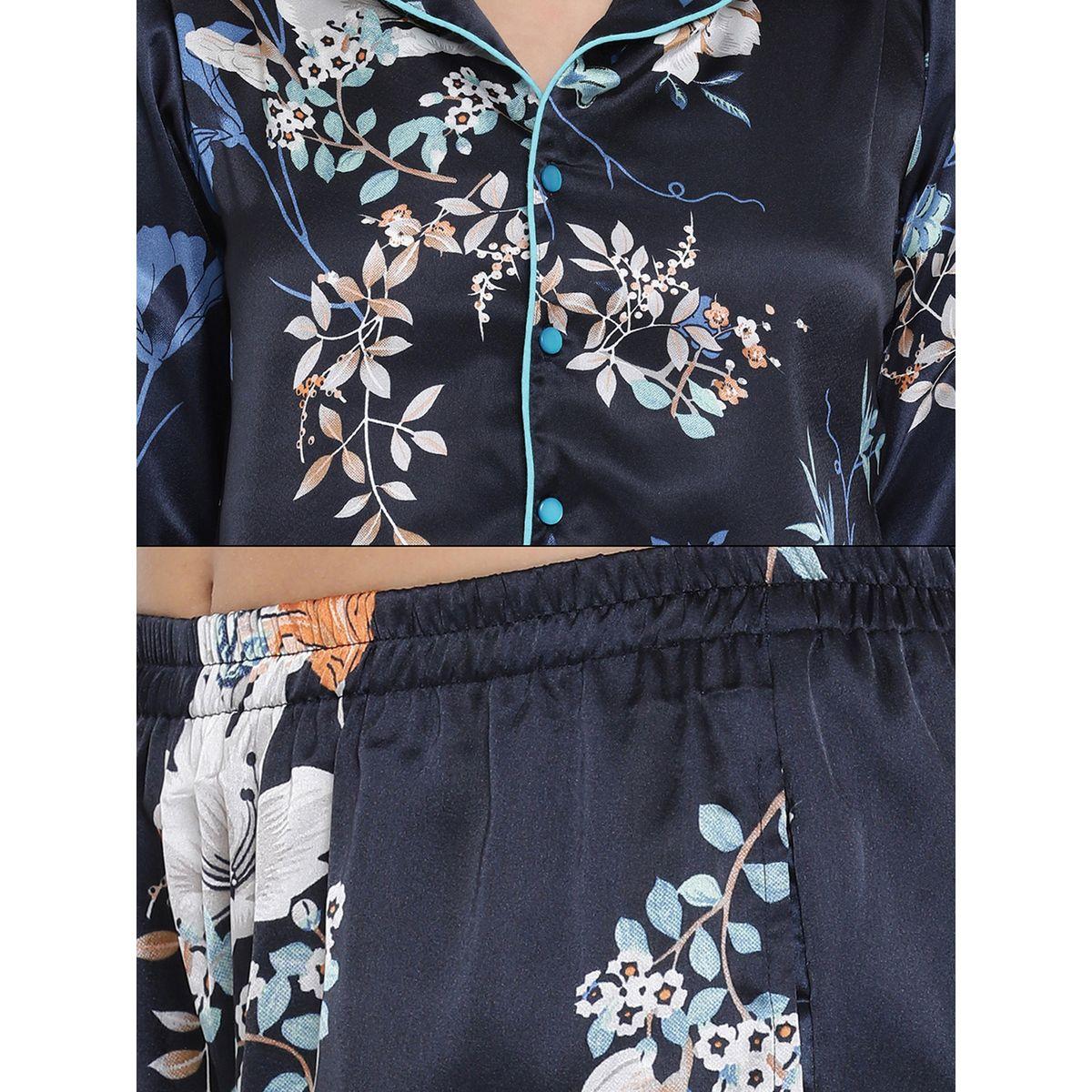 Clovia Floral Print Button Down Shirt & Pyjama Set-women-clothing-nightwear-pyjamas-longsets-image-5