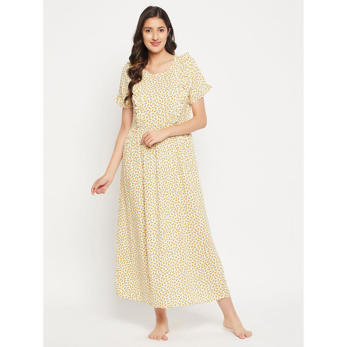 Clovia Floral Print Ruffled Nursing Nightdress-women-clothing-nightwear-robes-image-2
