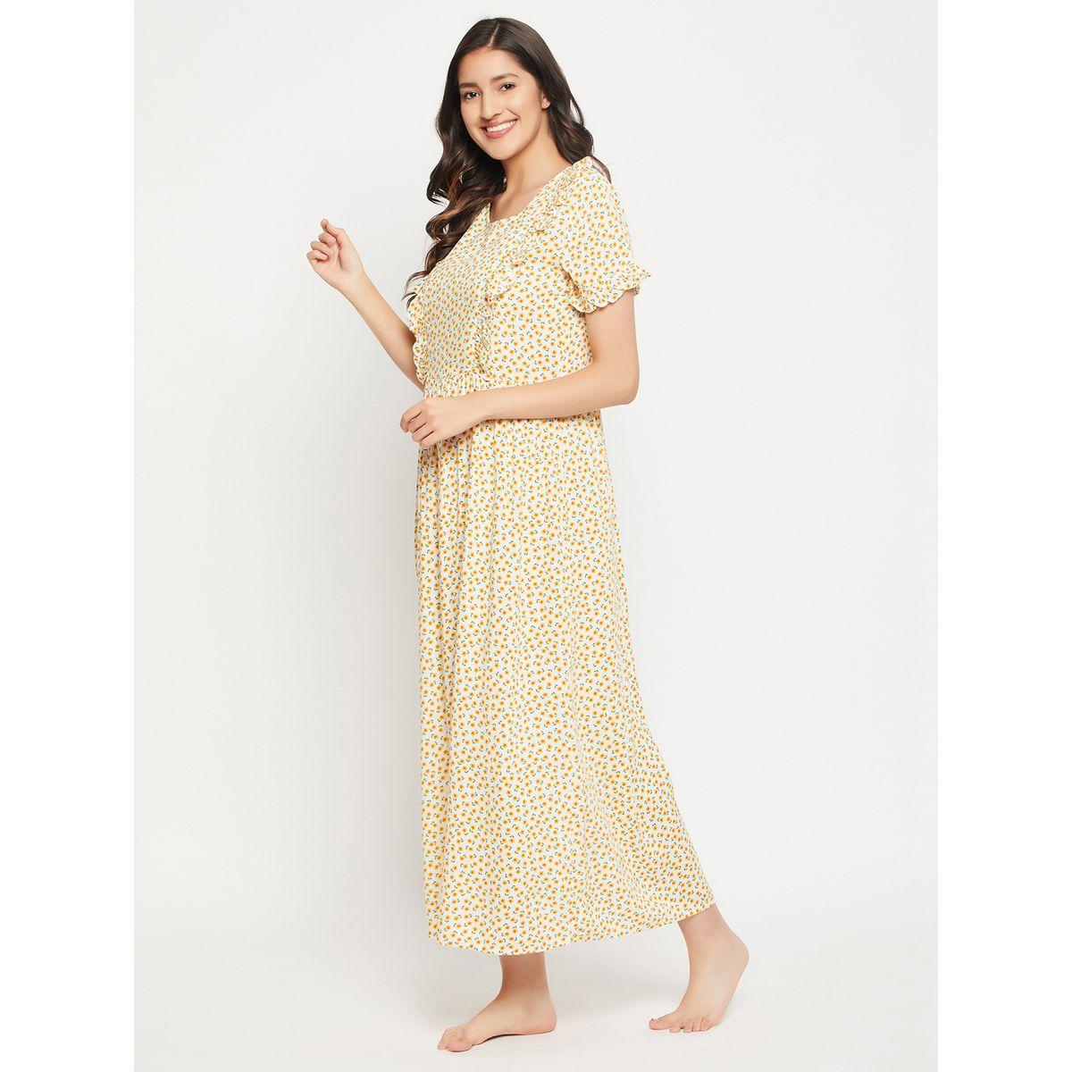 Clovia Floral Print Ruffled Nursing Nightdress-women-clothing-nightwear-robes-image-3
