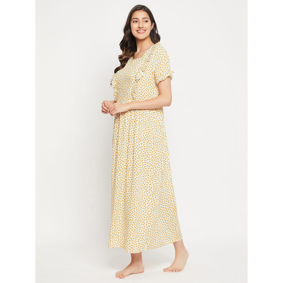 Clovia Floral Print Ruffled Nursing Nightdress-women-clothing-nightwear-robes-image-4