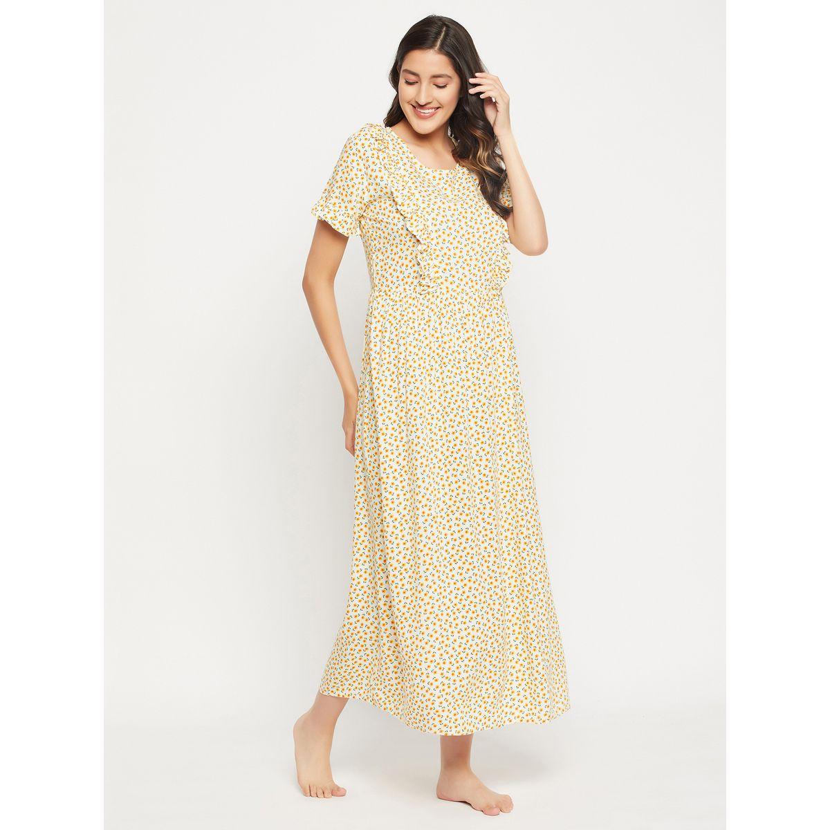 Clovia Floral Print Ruffled Nursing Nightdress-women-clothing-nightwear-robes-image-5