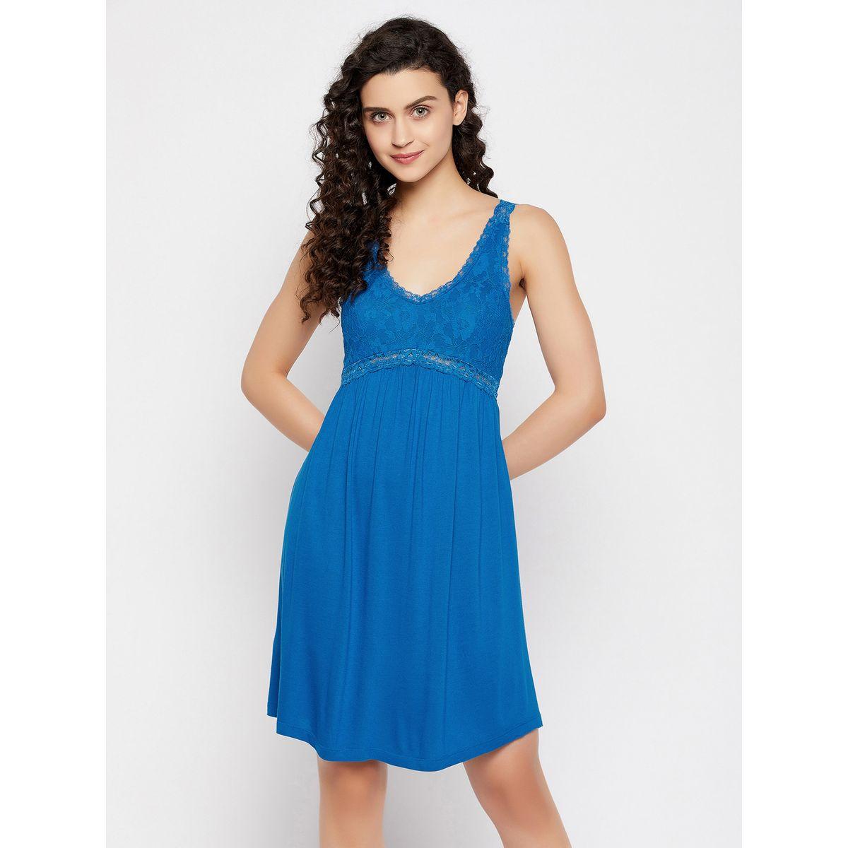 قميص نوم قطن بتفاصيل دانتيل-women-clothing-nightwear-robes-image-3
