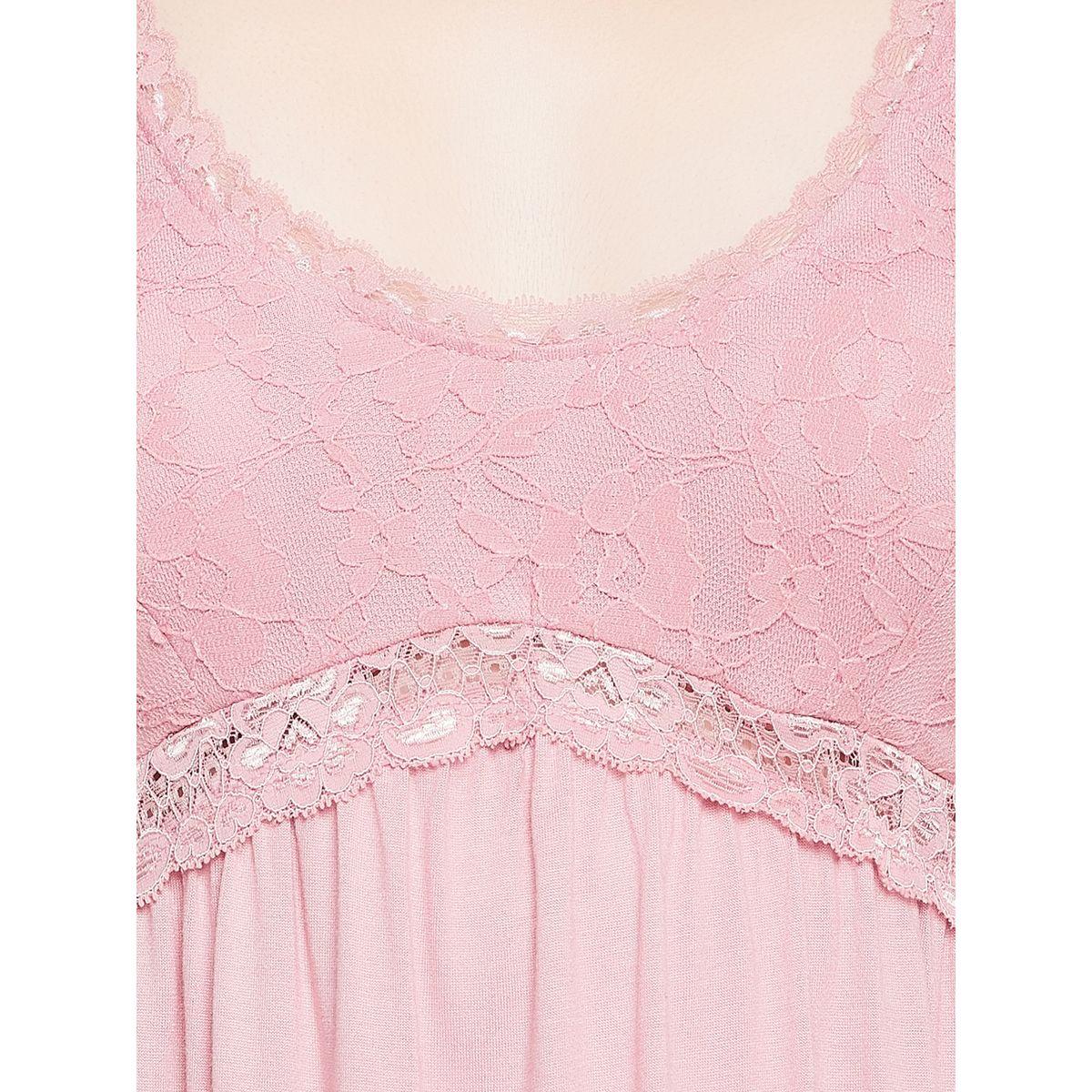 Clovia Lace Insert V Neck Cotton Nightdress-women-clothing-nightwear-robes-image-6