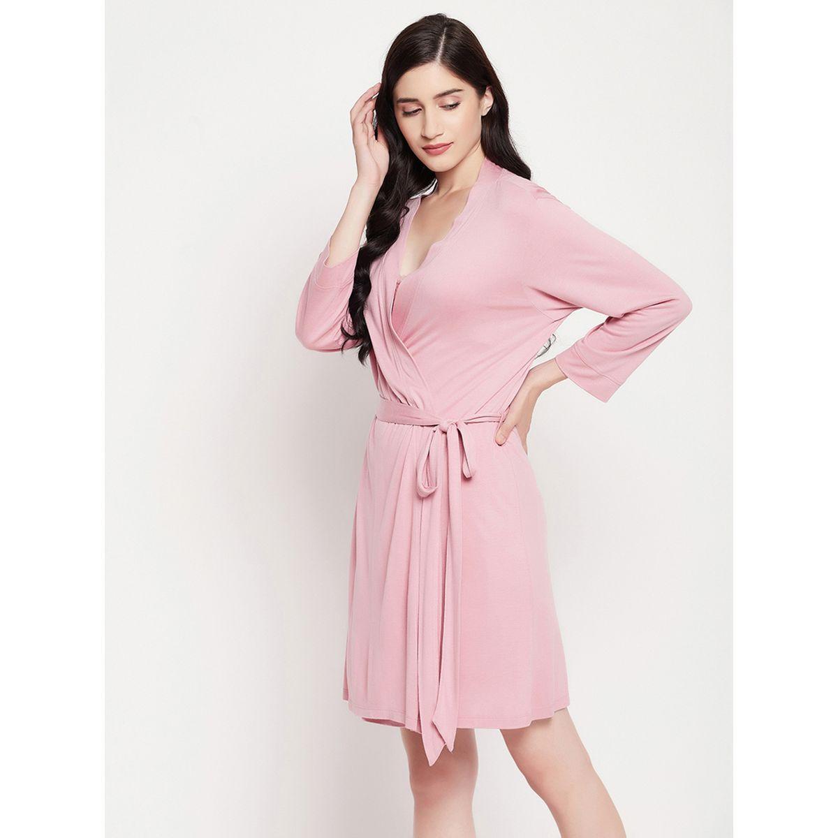 روب فيسكوز بأكمام طويلة مع حزام خصر-women-clothing-nightwear-robes-image-5
