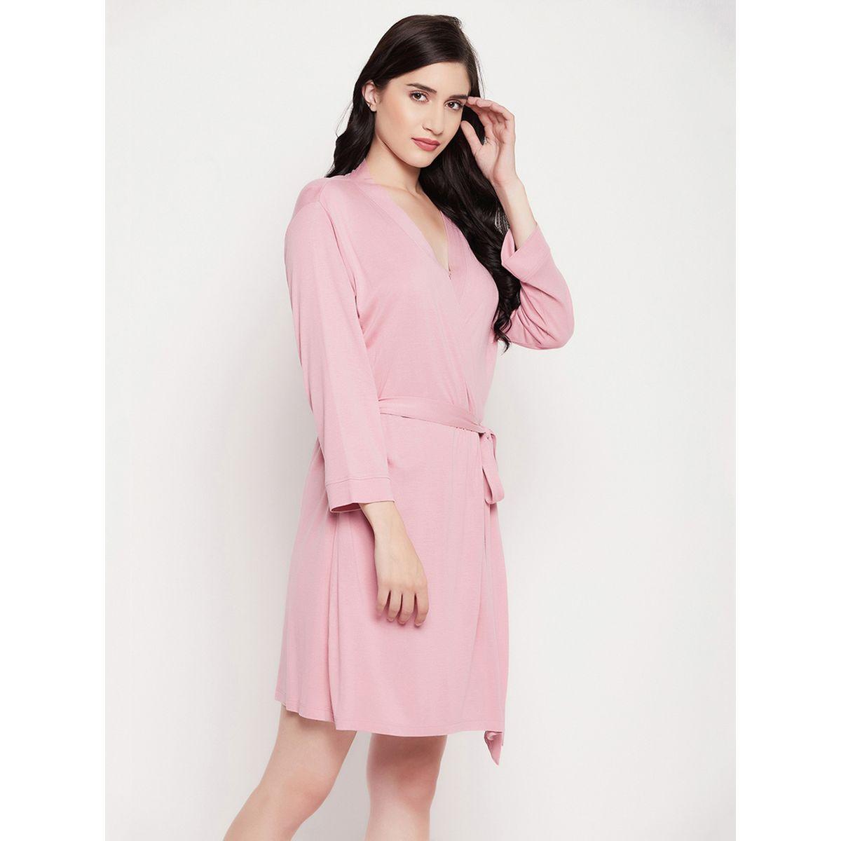 روب فيسكوز بأكمام طويلة مع حزام خصر-women-clothing-nightwear-robes-image-4