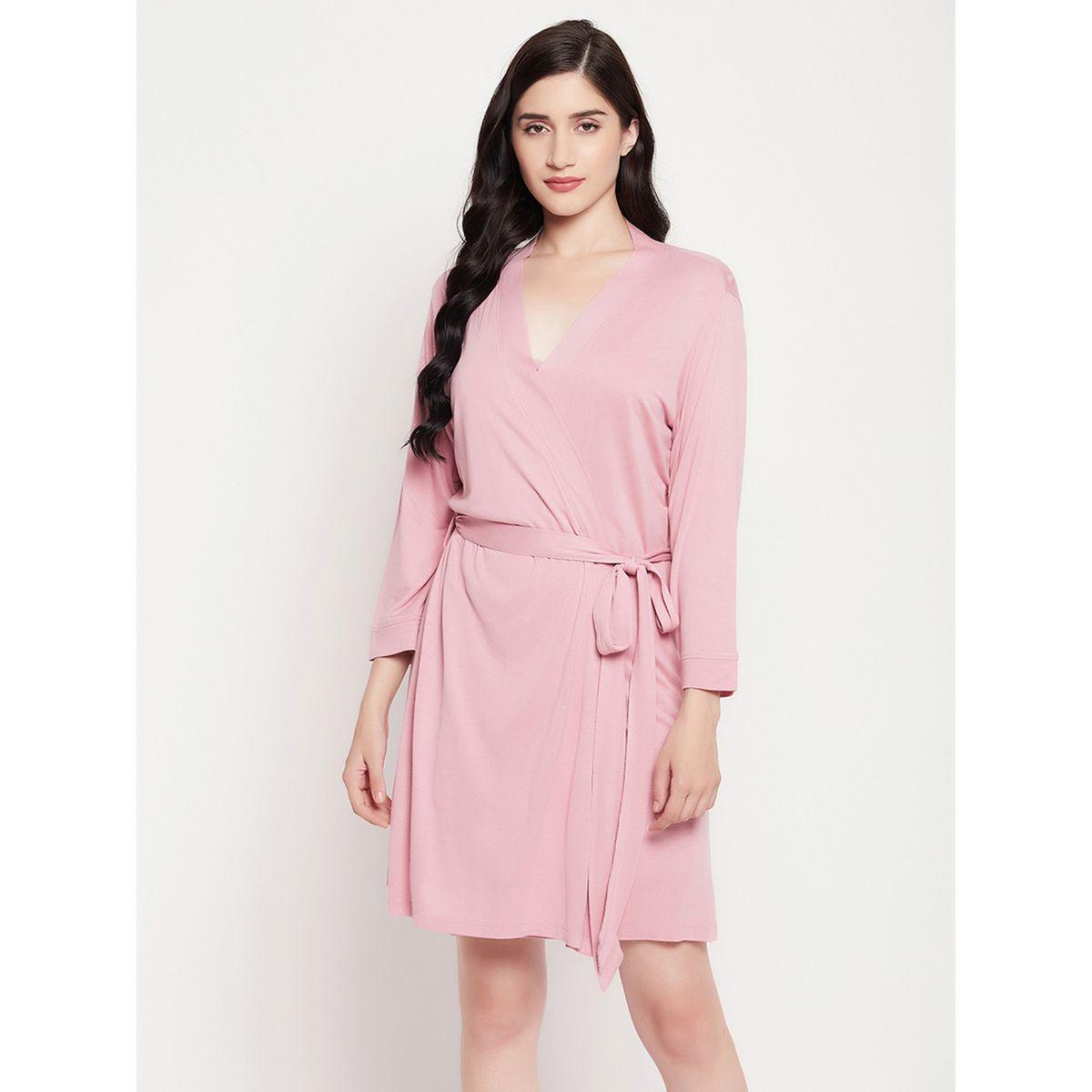 روب فيسكوز بأكمام طويلة مع حزام خصر-women-clothing-nightwear-robes-image-3