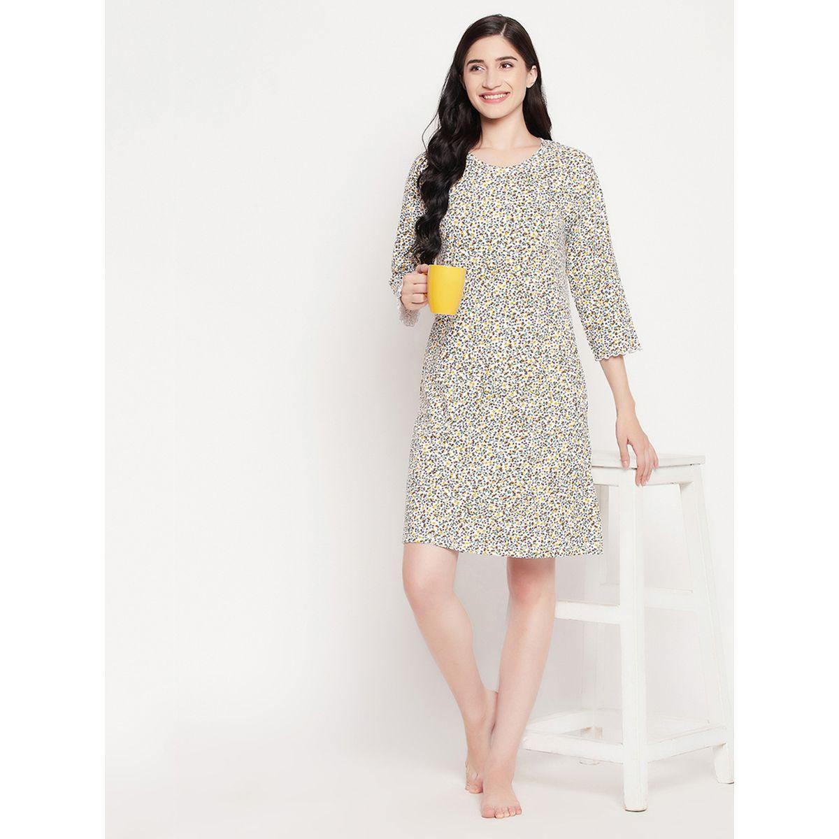 قميص نوم مطبع بزهور مع أكمام 3/4-women-clothing-nightwear-nighties-image-1