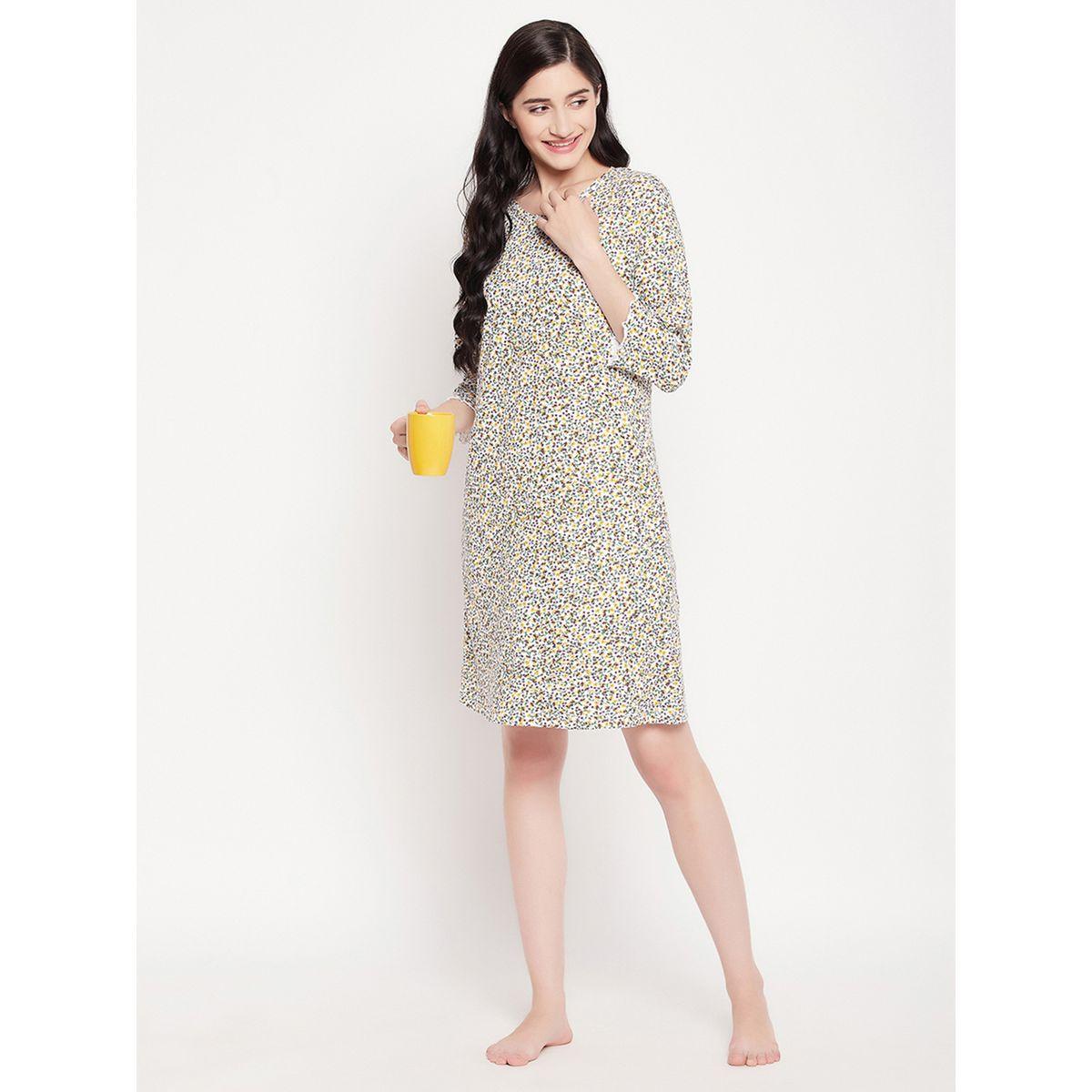 قميص نوم مطبع بزهور مع أكمام 3/4-women-clothing-nightwear-nighties-image-2