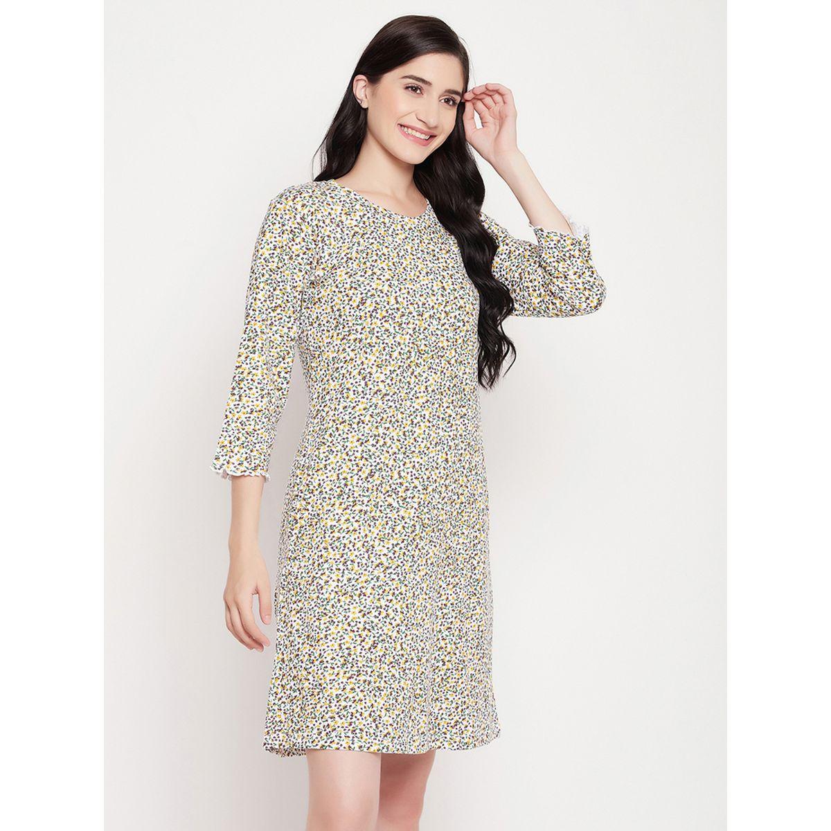 قميص نوم مطبع بزهور مع أكمام 3/4-women-clothing-nightwear-nighties-image-5