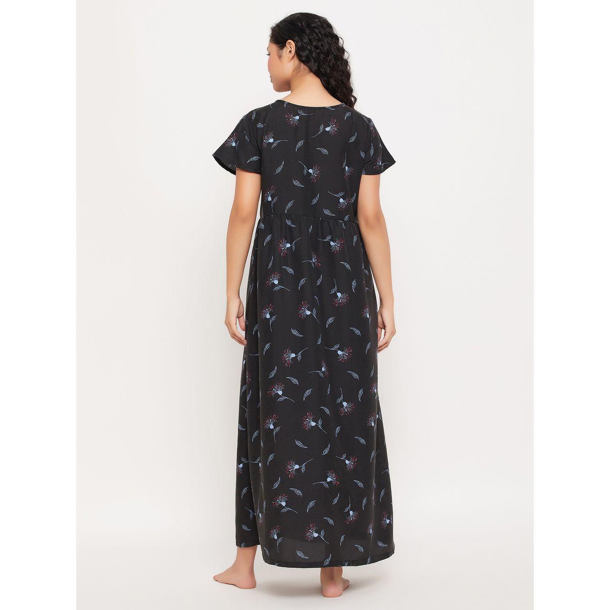 Clovia X Styli  Cotton Floral Print V Neck Nightdress-women-clothing-nightwear-robes-image-6