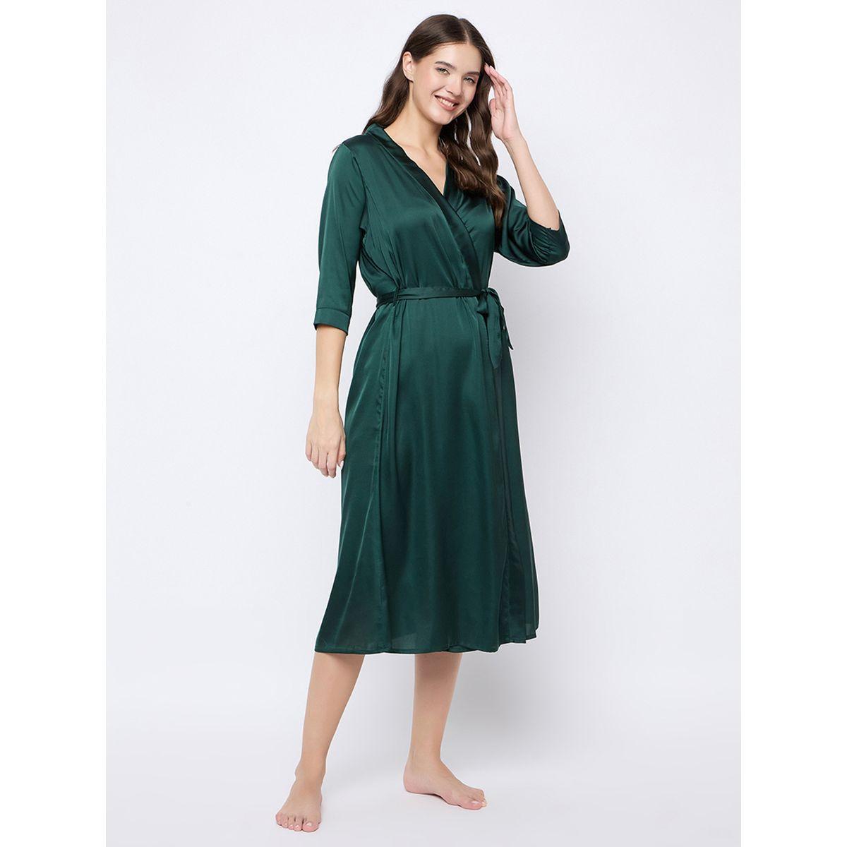روب ساتان سادة بأكمام 3/4-women-clothing-nightwear-robes-image-5