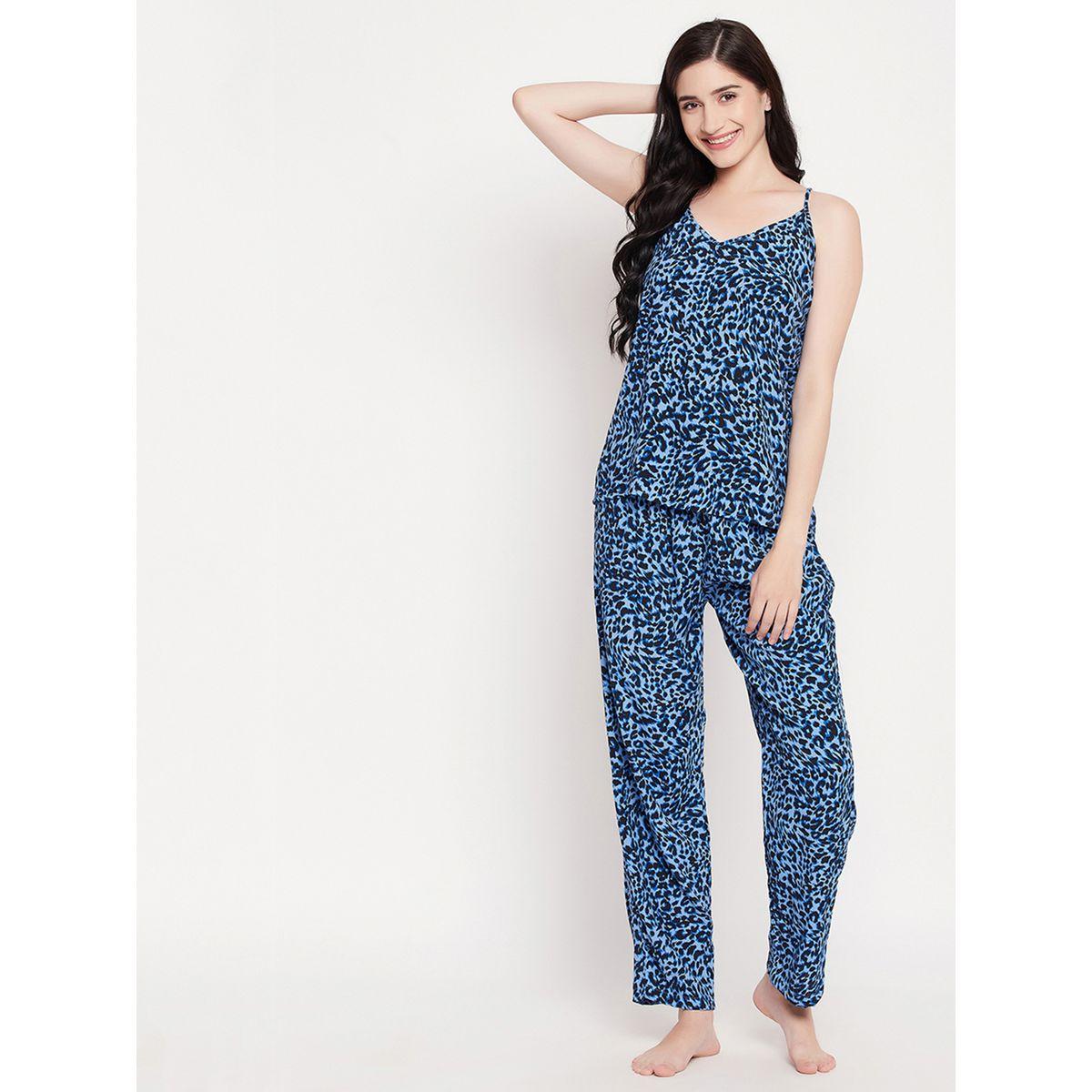 طقم من بنطال بيجاما مع بلوزة كامي بطبعة حيوان-women-clothing-nightwear-pyjamas-longsets-image-1