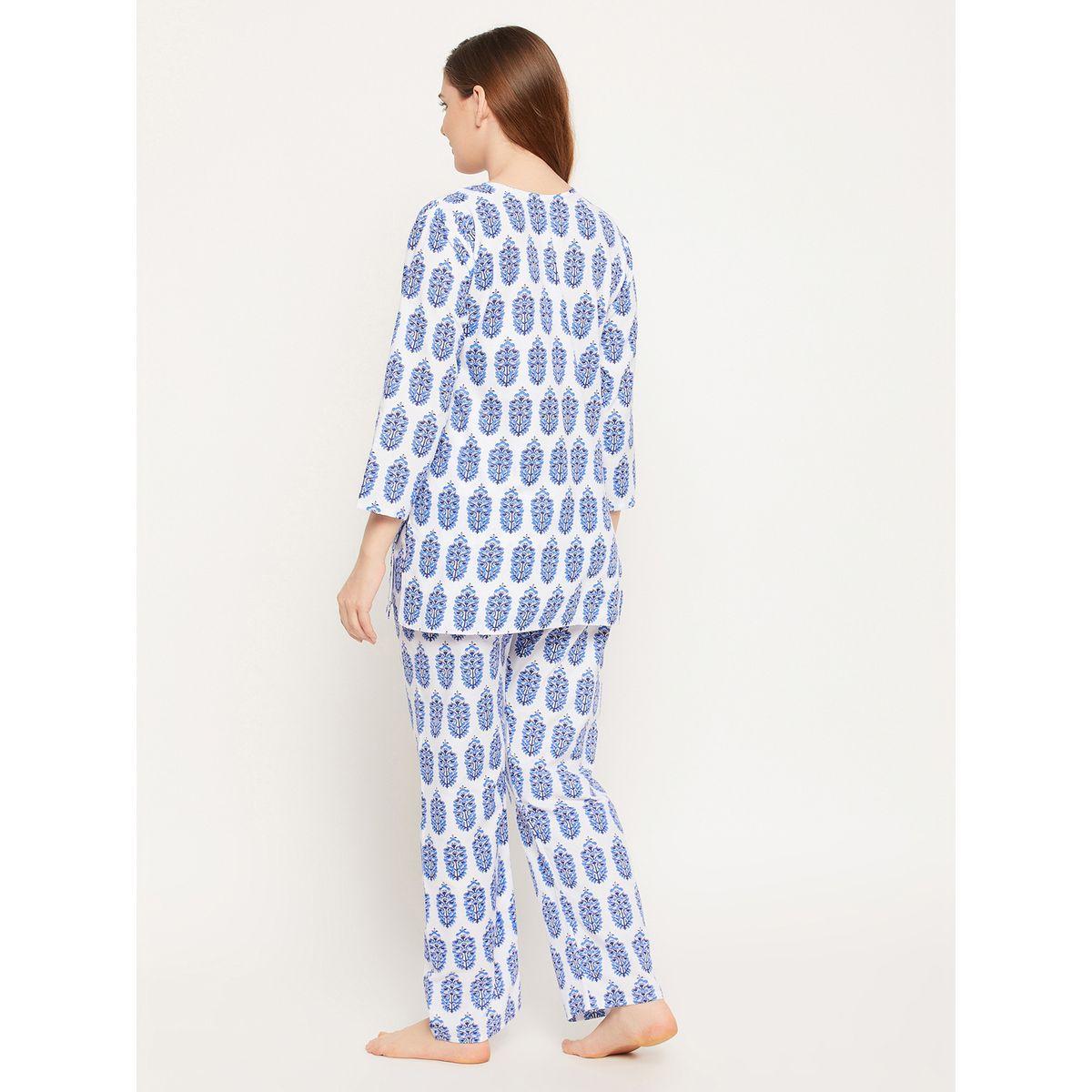 Clovia Cotton Floral Print 3/4 Sleeves Top & Pyjama Set-women-clothing-nightwear-pyjamas-longsets-image-6