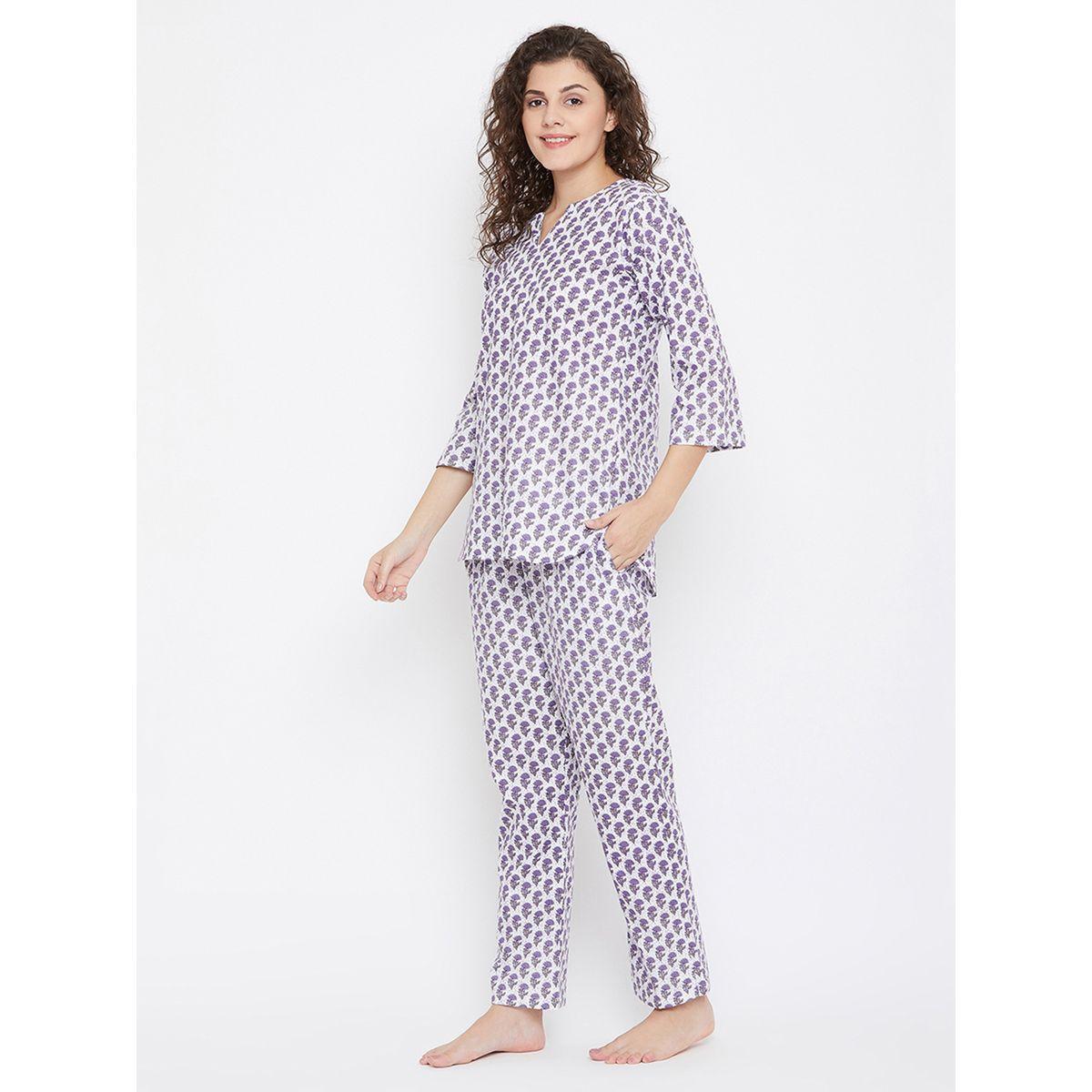 Clovia Cotton Floral Print Top & Pyjama Set-women-clothing-nightwear-pyjamas-longsets-image-2