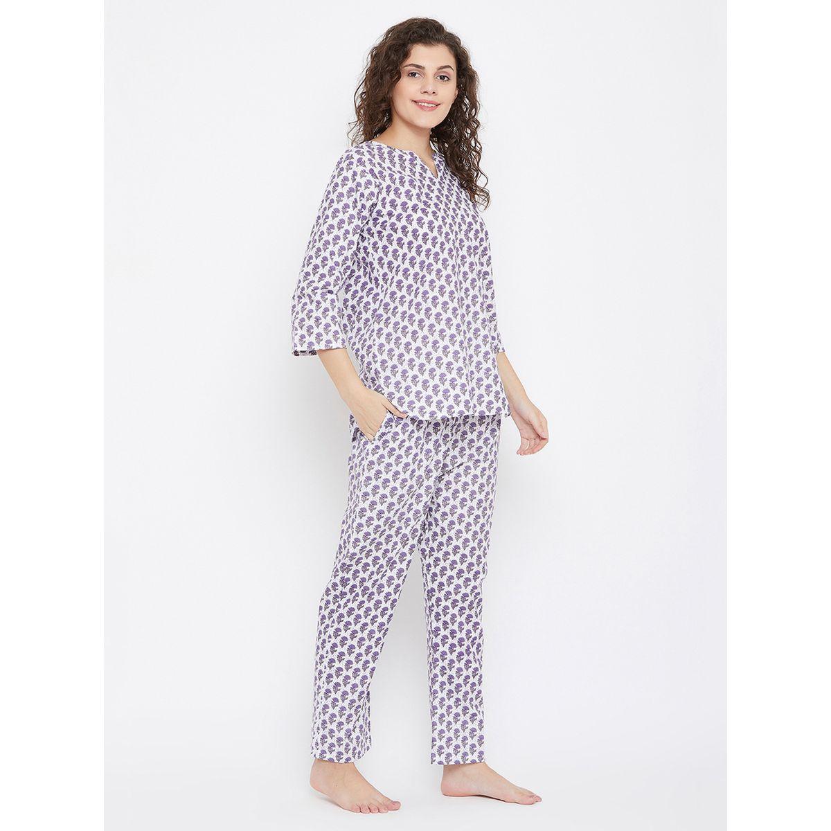Clovia Cotton Floral Print Top & Pyjama Set-women-clothing-nightwear-pyjamas-longsets-image-3