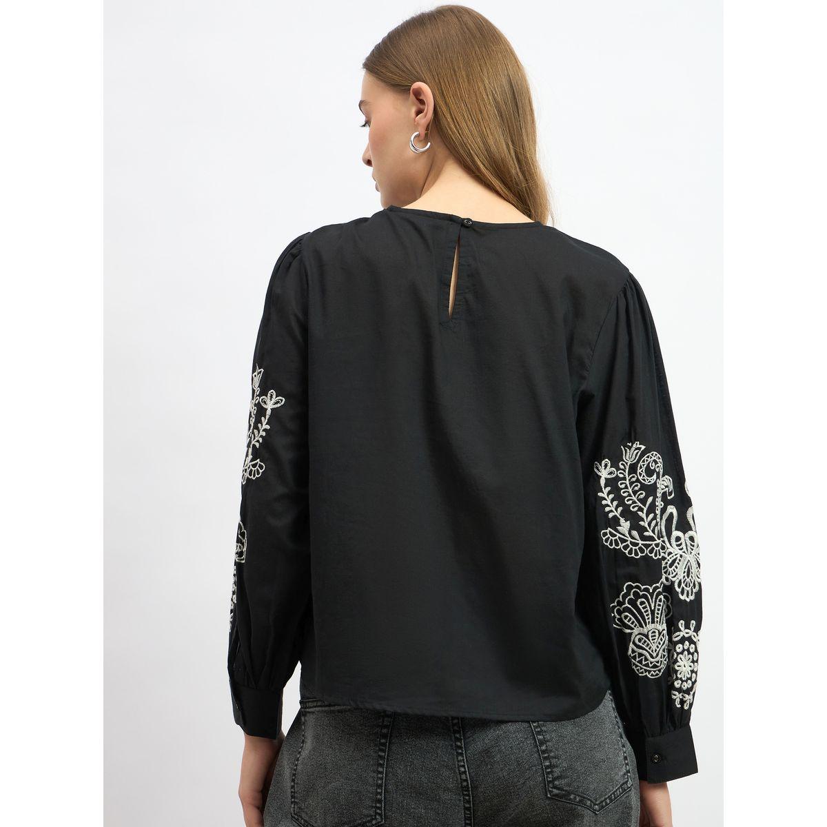 Styli Schiffli Scalloped Hem Long Sleeve Top-women-clothing-shirtsandblouses-blouses-image-5