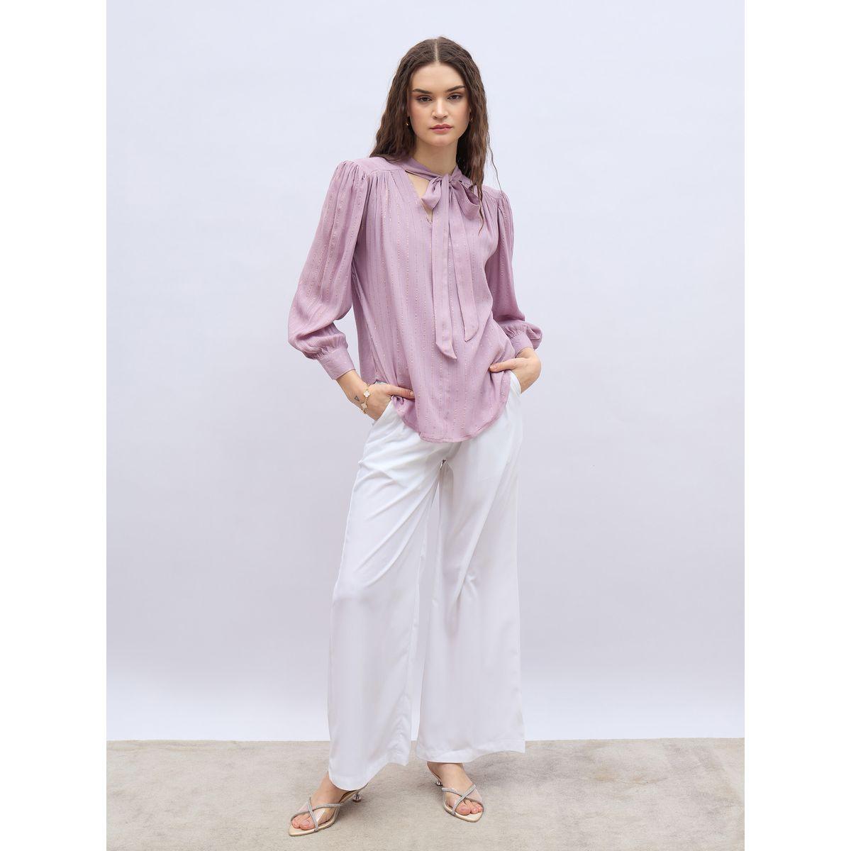 بلوزة بأكمام بالون وياقة بأربطة-women-clothing-shirtsandblouses-blouses-image-1