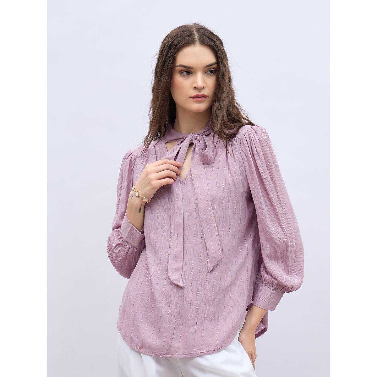 بلوزة بأكمام بالون وياقة بأربطة-women-clothing-shirtsandblouses-blouses-image-2