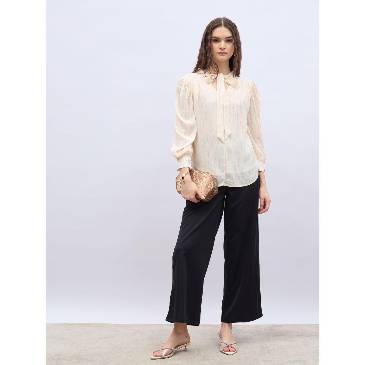 بلوزة بأكمام بالون وياقة بأربطة-women-clothing-shirtsandblouses-blouses-image-1