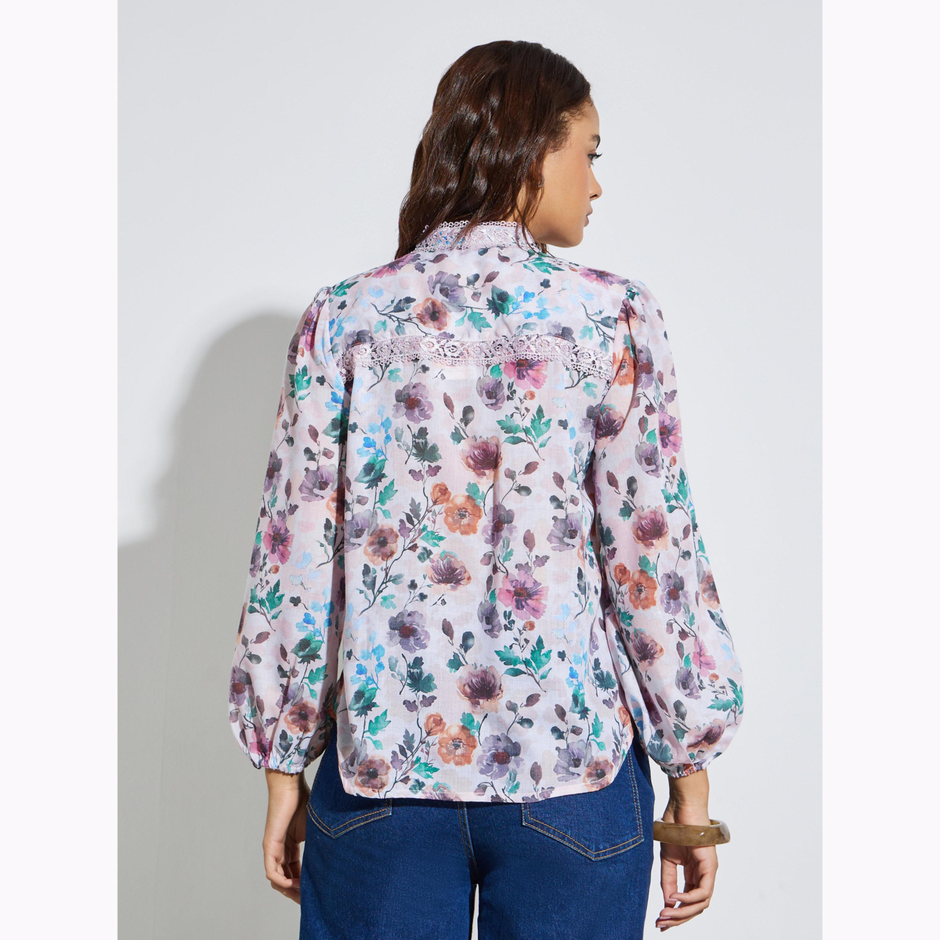 بلوزة بطبعة زهور وحواف دانتيل-women-clothing-shirtsandblouses-shirts-image-4
