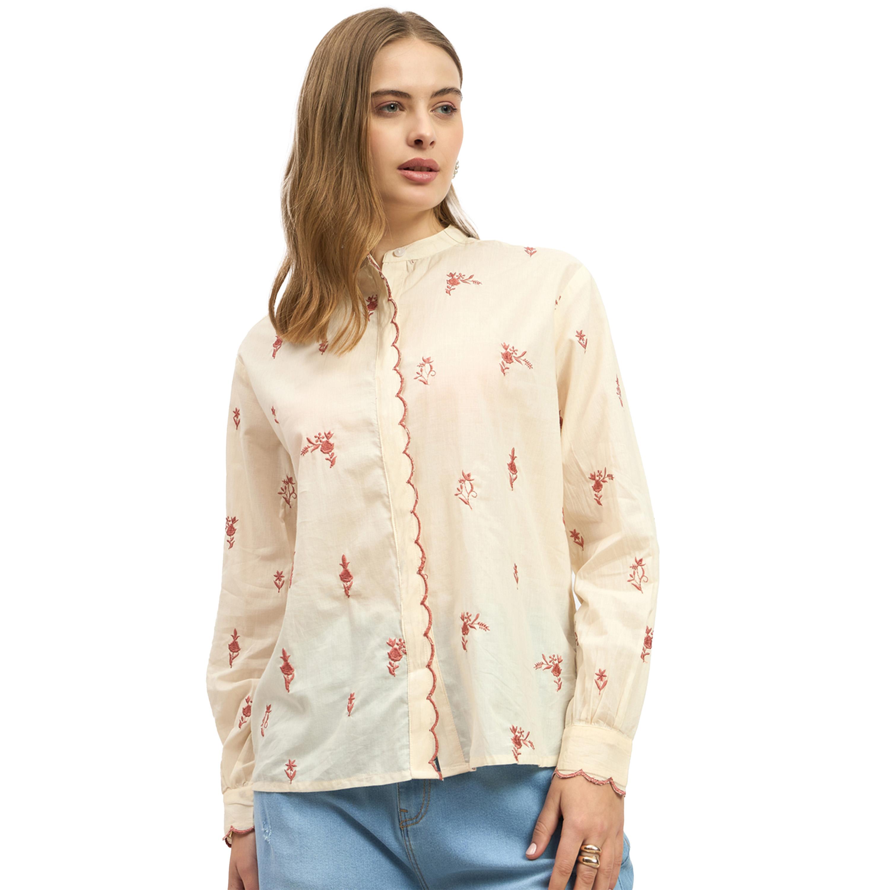 ستايلي - بلوزة مطرزة بتفاصيل صدفية وياقة ماندرين-women-clothing-shirtsandblouses-blouses-image-2