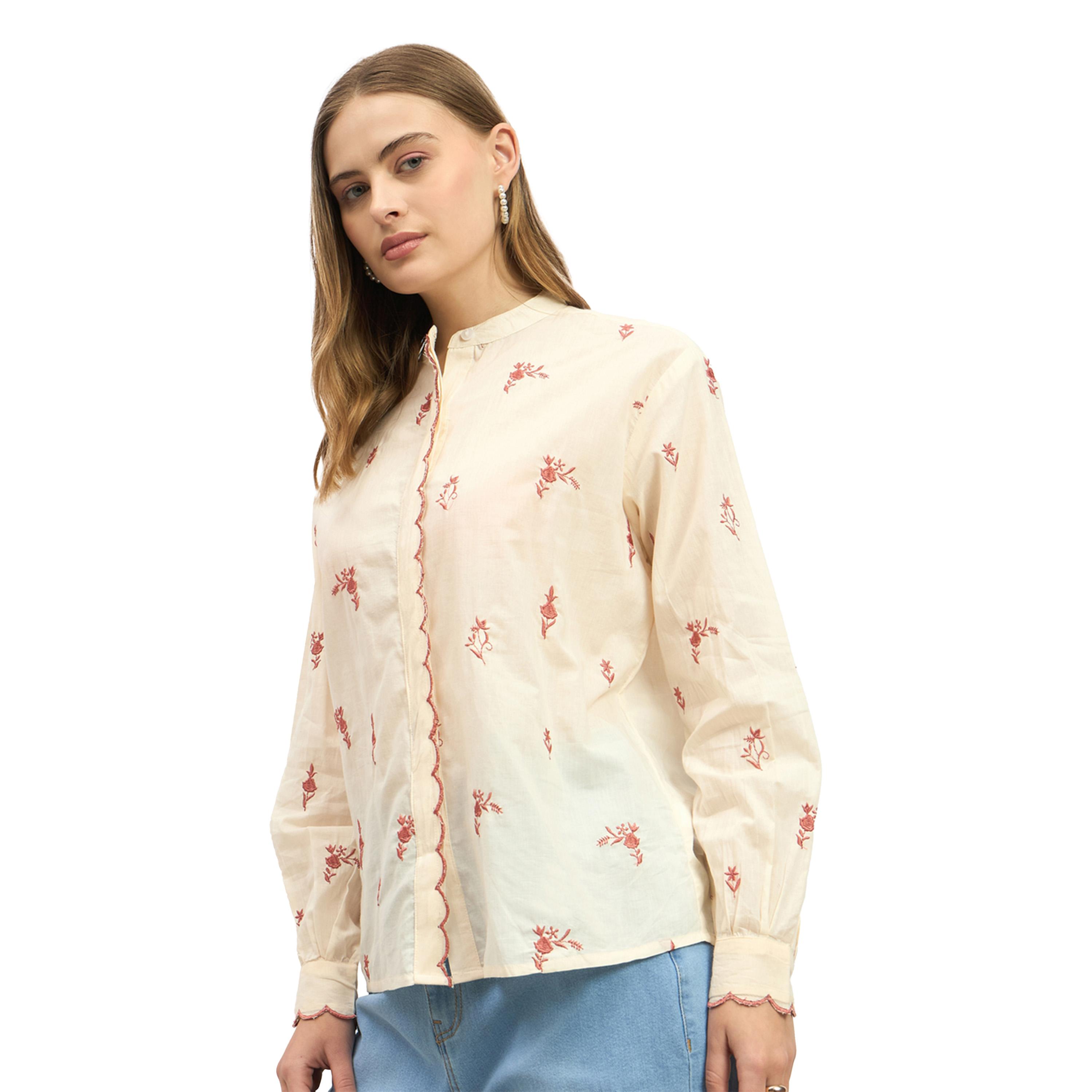 ستايلي - بلوزة مطرزة بتفاصيل صدفية وياقة ماندرين-women-clothing-shirtsandblouses-blouses-image-3