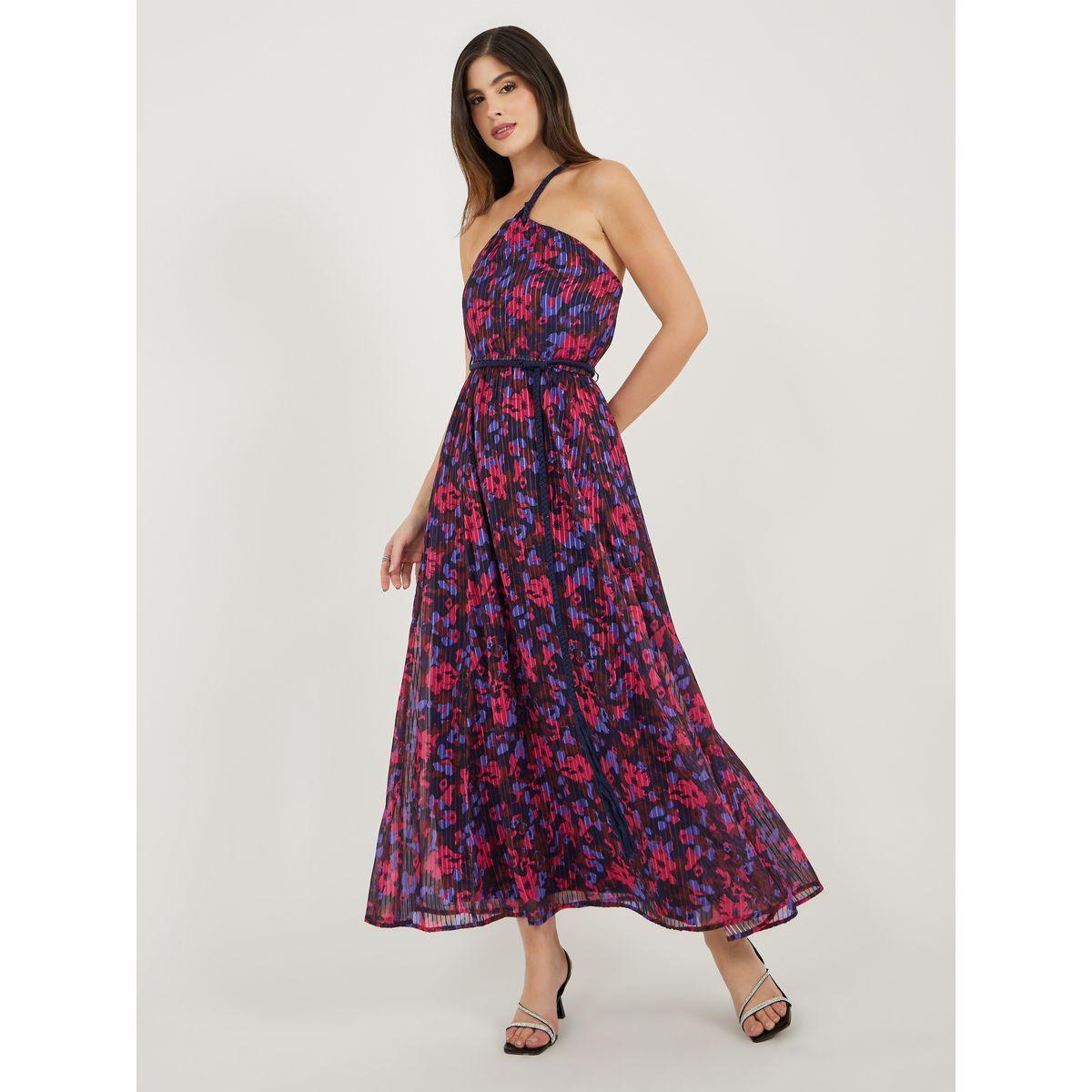 فستان طويل بطبعة زهور مع حمالة كتف-women-clothing-dresses-image-1