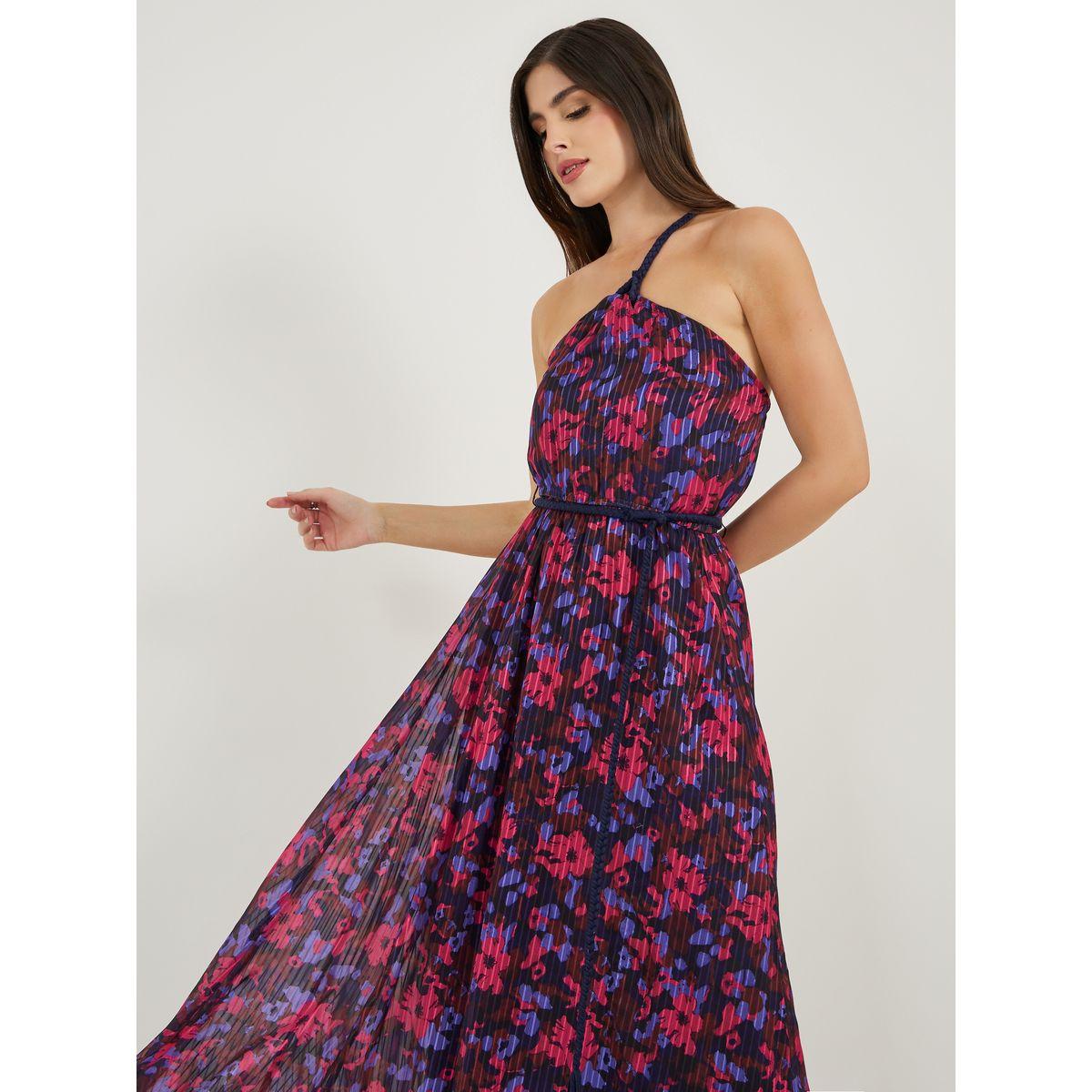 فستان طويل بطبعة زهور مع حمالة كتف-women-clothing-dresses-image-3