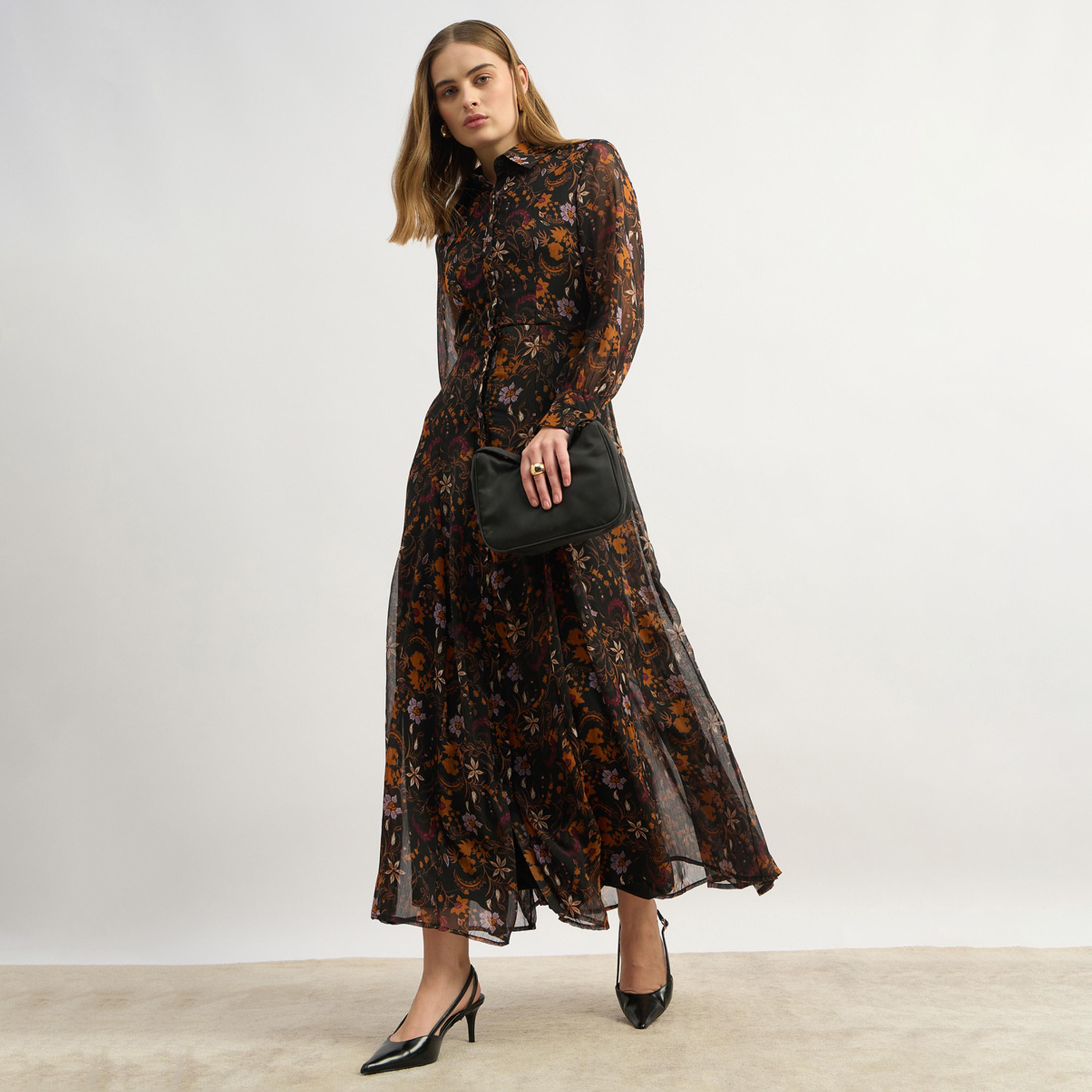 Styli Floral Print Long Sleeves Shirt Maxi Dress-women-clothing-dresses-image-1