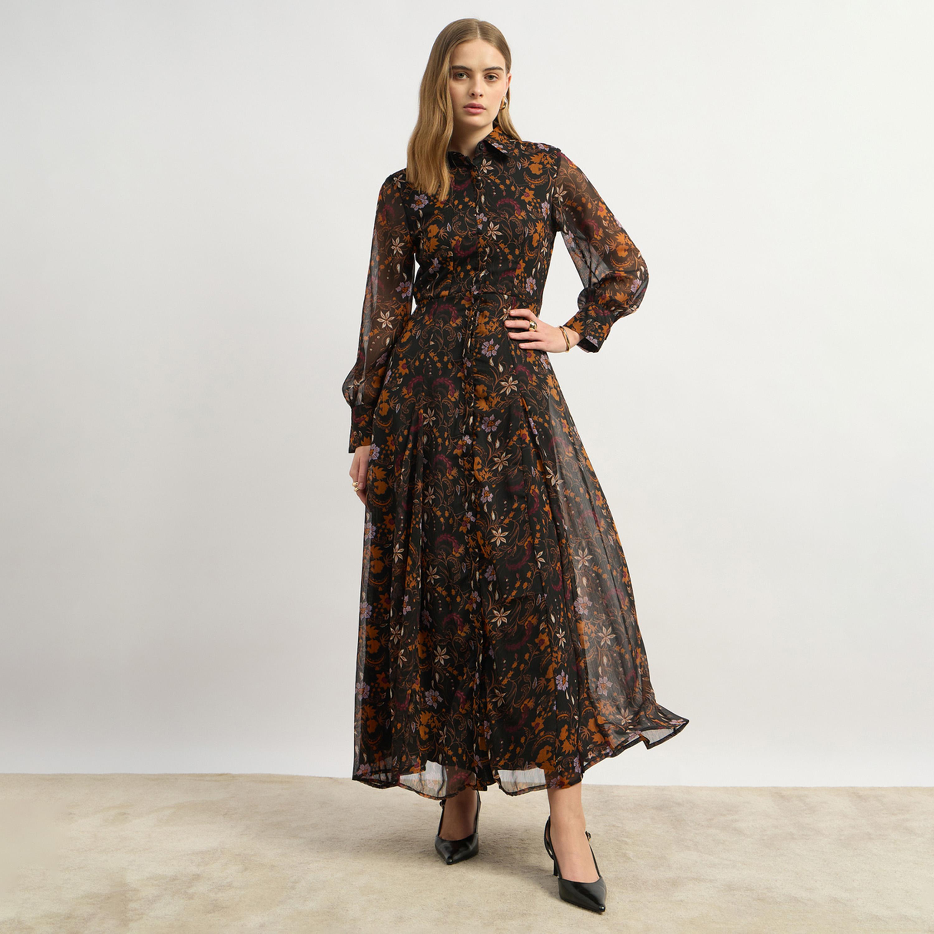 Styli Floral Print Long Sleeves Shirt Maxi Dress-women-clothing-dresses-image-2