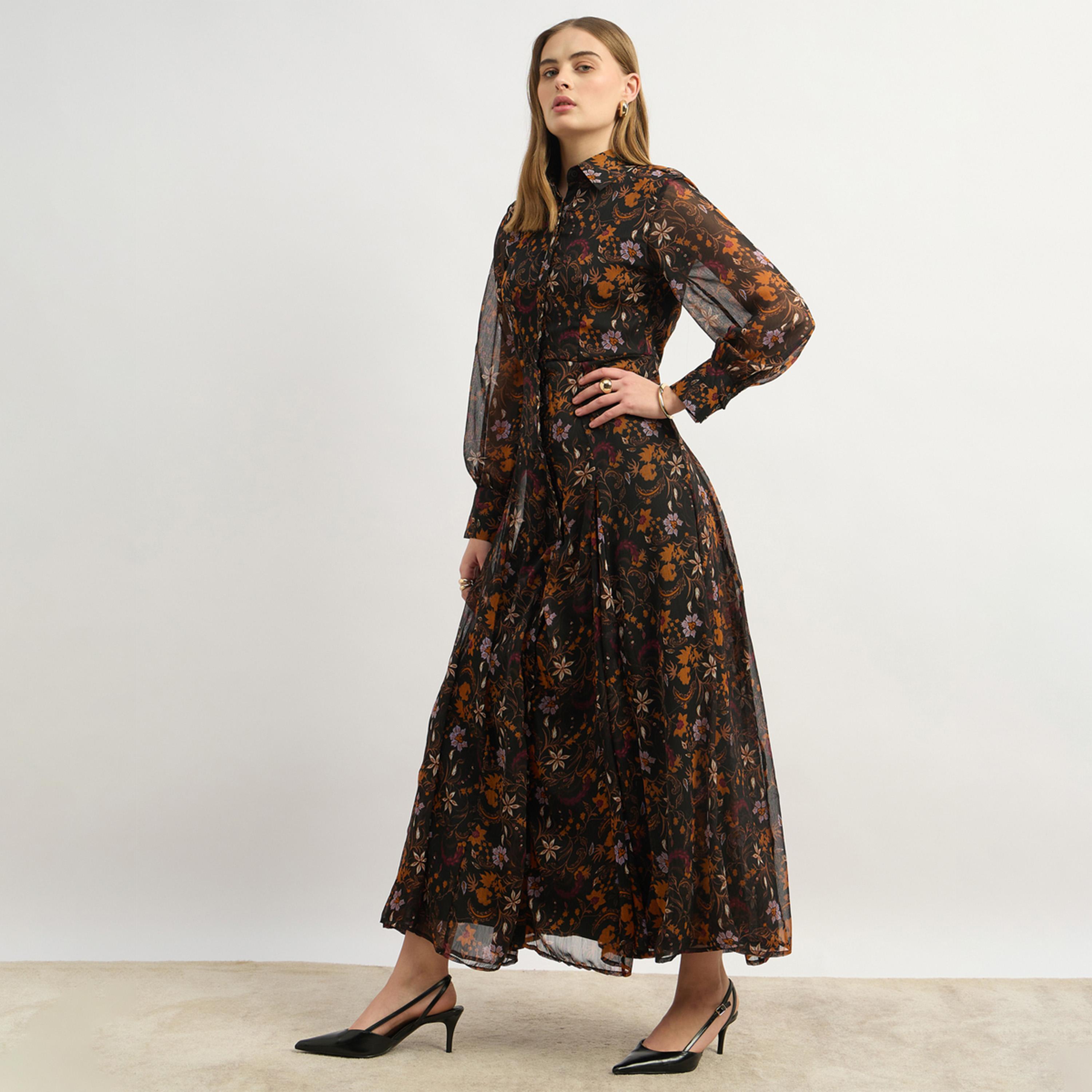 Styli Floral Print Long Sleeves Shirt Maxi Dress-women-clothing-dresses-image-3