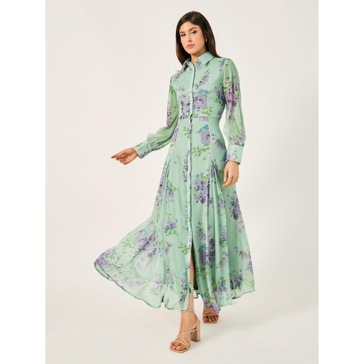 فستان طويل بطبعة زهور وأكمام طويلة-women-clothing-dresses-image-1